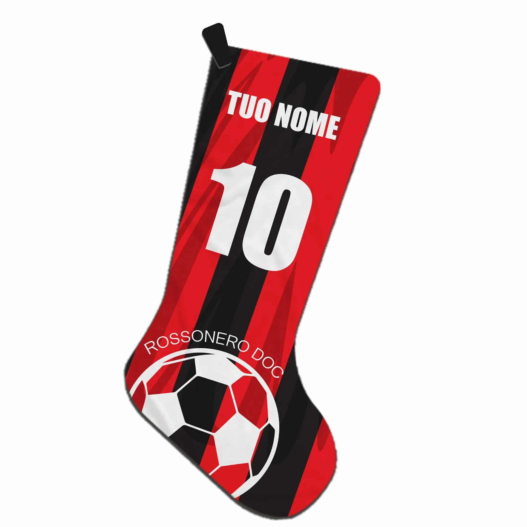 Calza Befana Personalizzabile 45 cm Poliestere Regalo Natale Tifosi Rossoneri