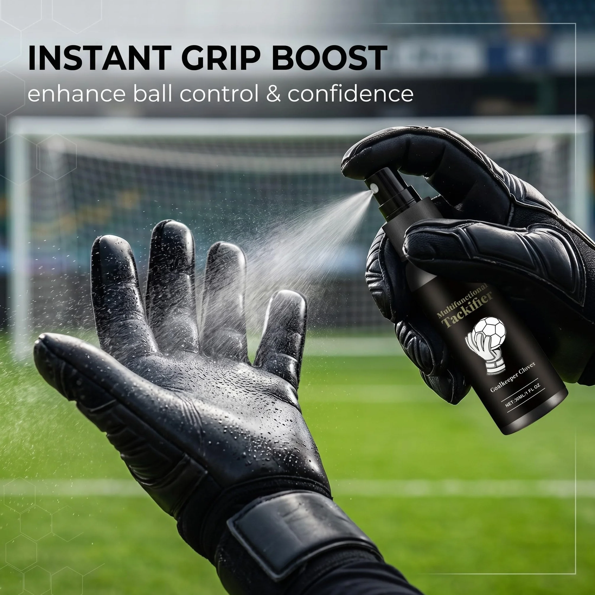 Spray Guanti Portiere Calcio, Grip Spray Antiscivolo per Portieri, Migliora Presa, 30Ml, 1 Pezzo