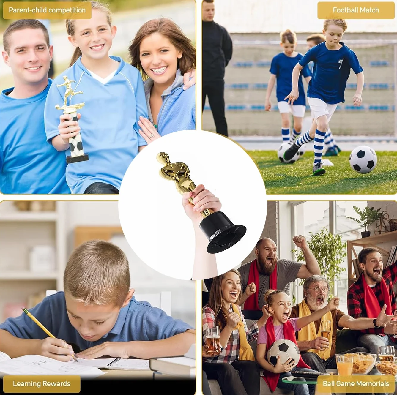 Trofei Calcio per Bambini 4 PCS Coppa Plastica Placcata Oro Premiazione Sportiva