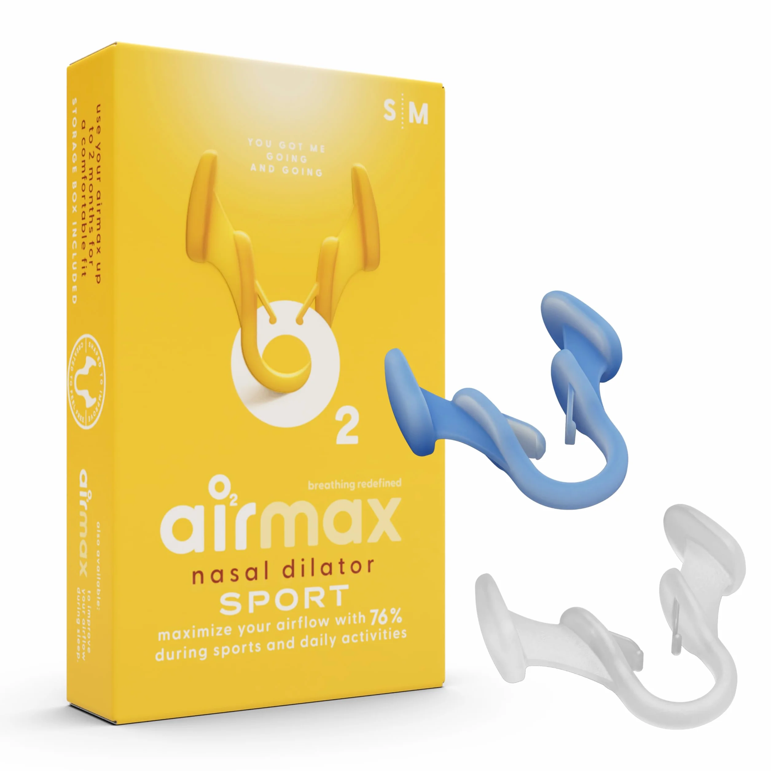 Airmax Sport Trial Pack Dilatatori Nasali Unisex Blu S Trasparente M Migliorano Flusso d'Aria