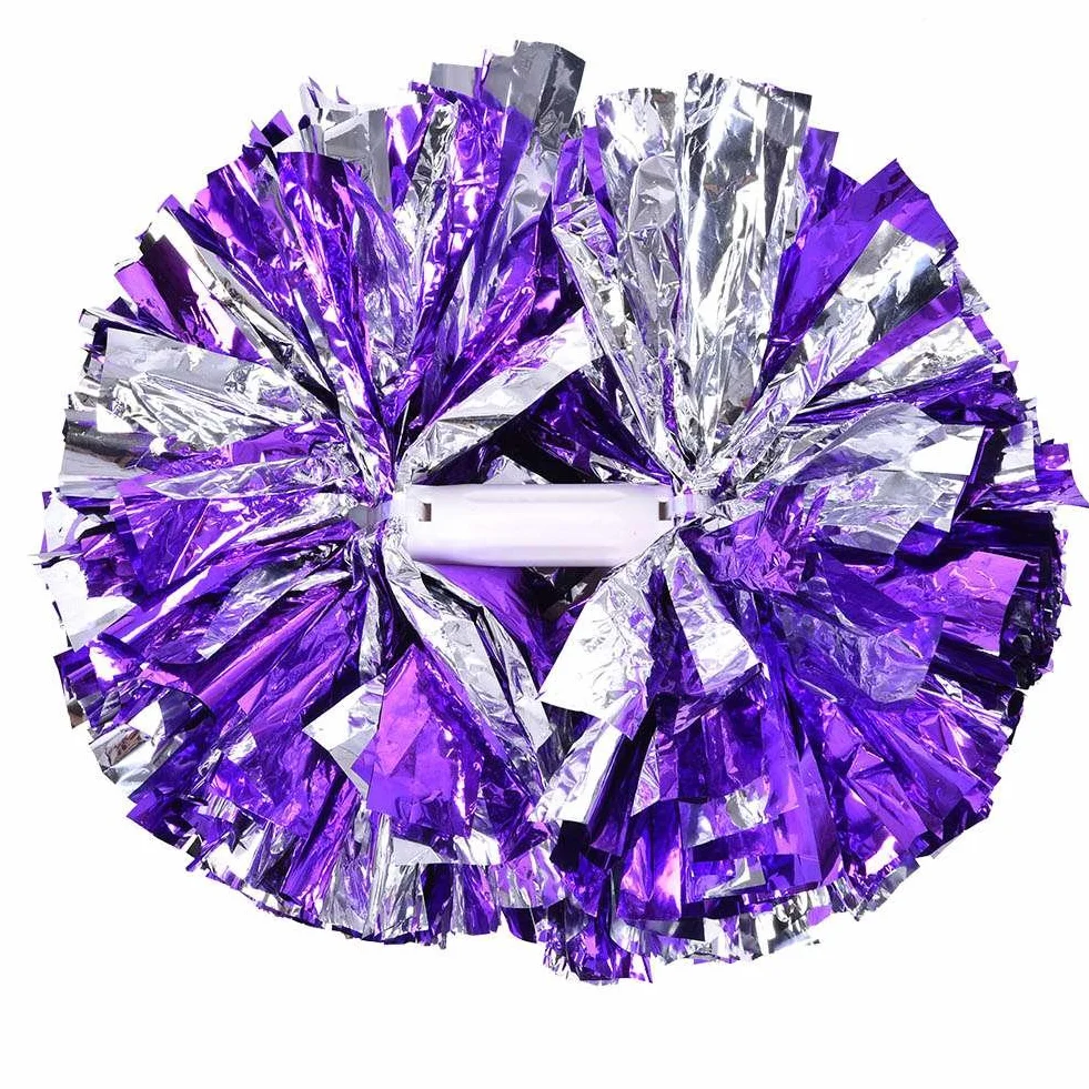 Pompon Aerobici Leggeri e Resistenti Argento e Viola per Danza Sportiva