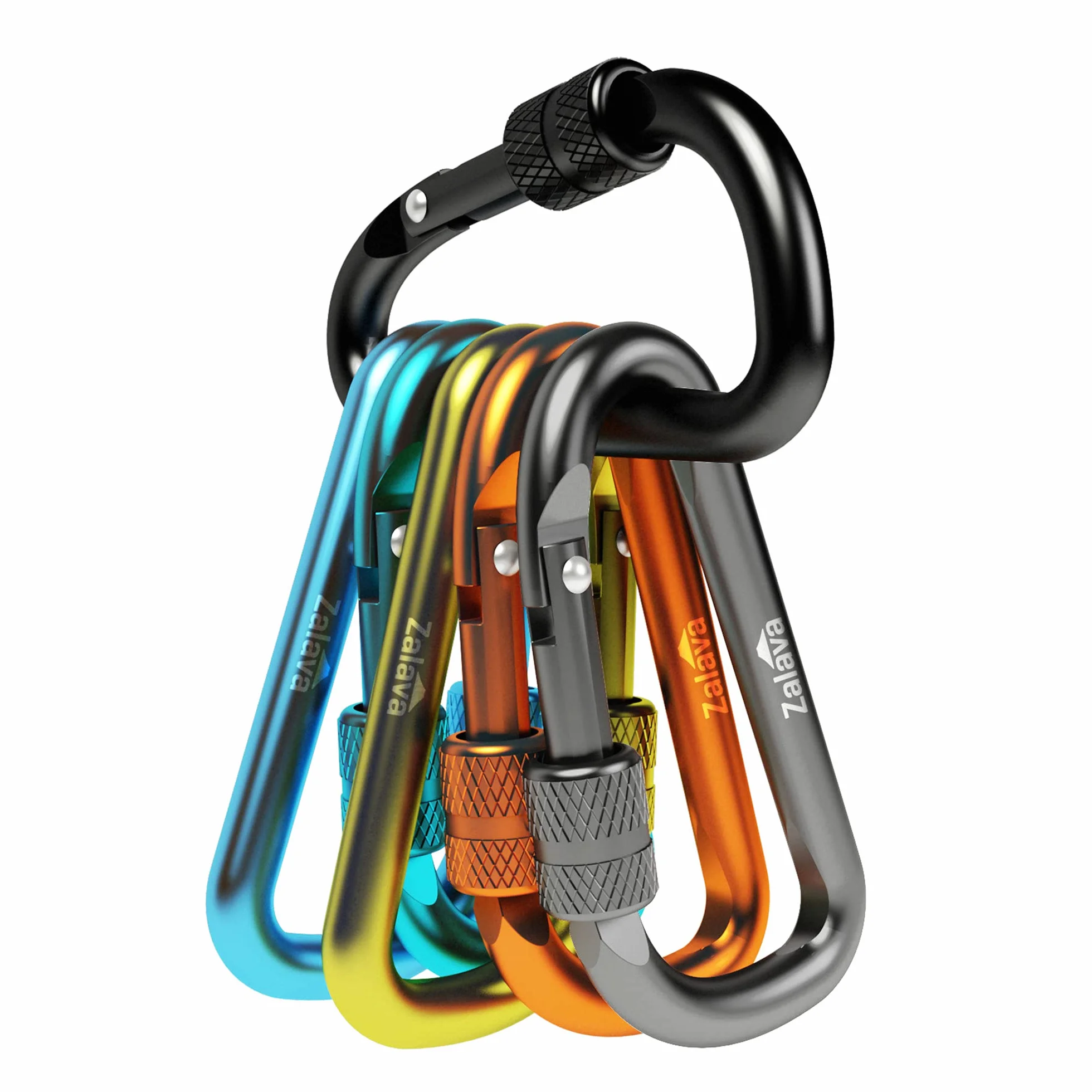 Moschettone in Alluminio Forma a D con Tappo a Vite per Arrampicata, Campeggio, Trekking