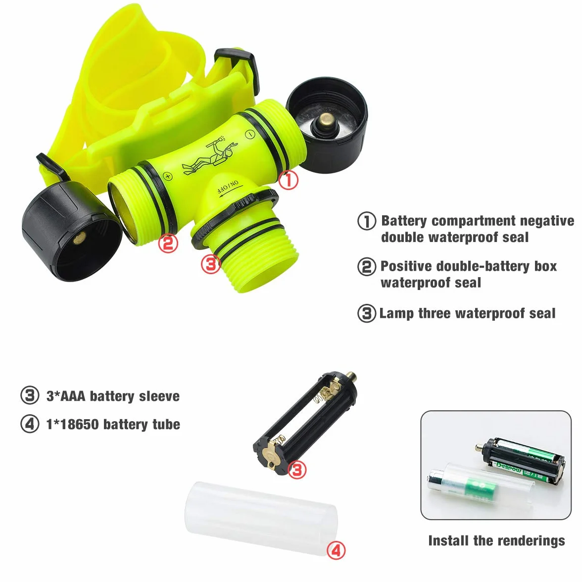 Lychee 5W Diving Torcia LED Impermeabile Faro Subacqueo per Immersioni