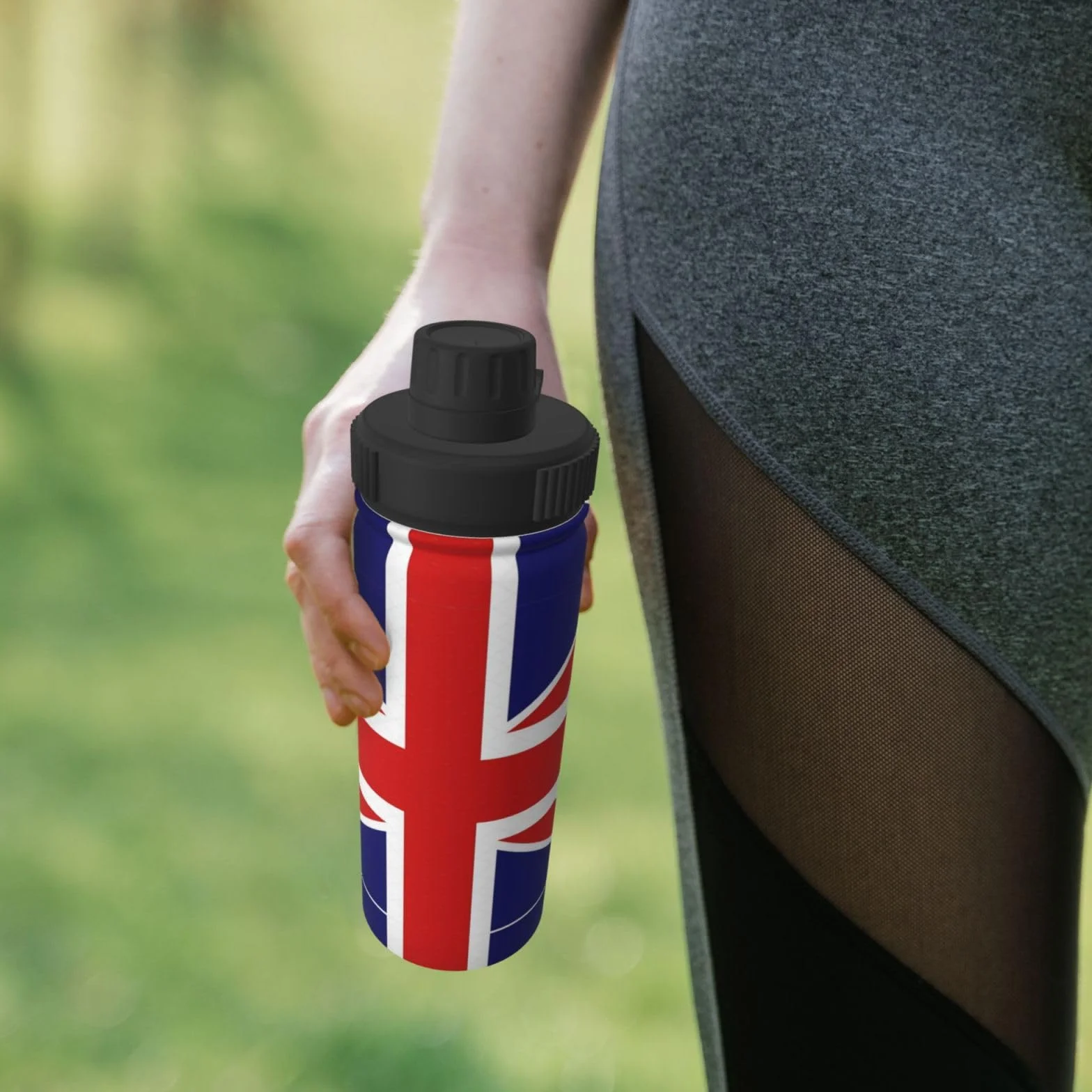 Borraccia termica con bandiera inglese, 510 ml, in acciaio inox, con coperchio a beccuccio, da viaggio