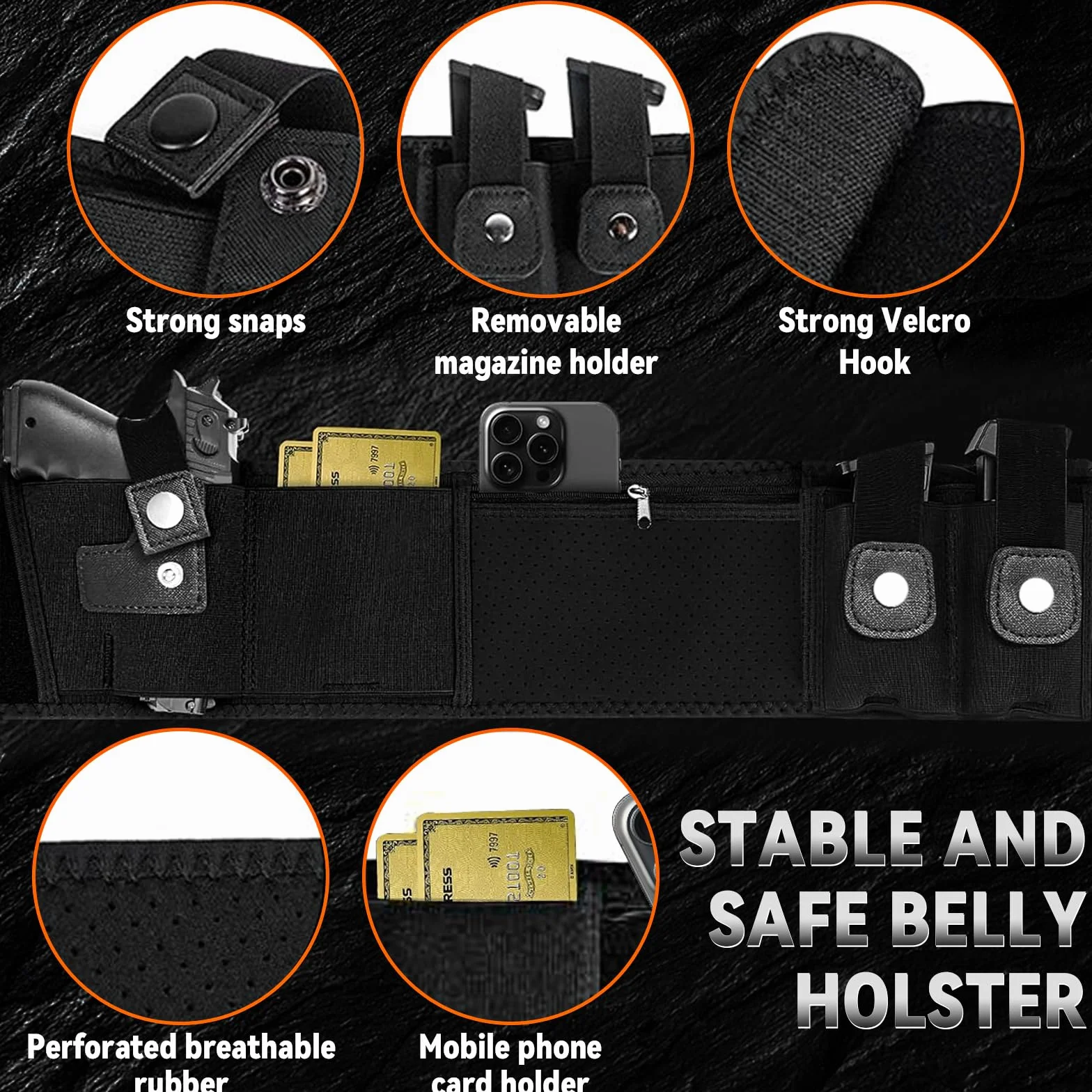 Fondina per Pistola Tattica Nascosta in Vita Regolabile Multifunzione per Glock 19 17 Ruger LCP S&W M&P Shield