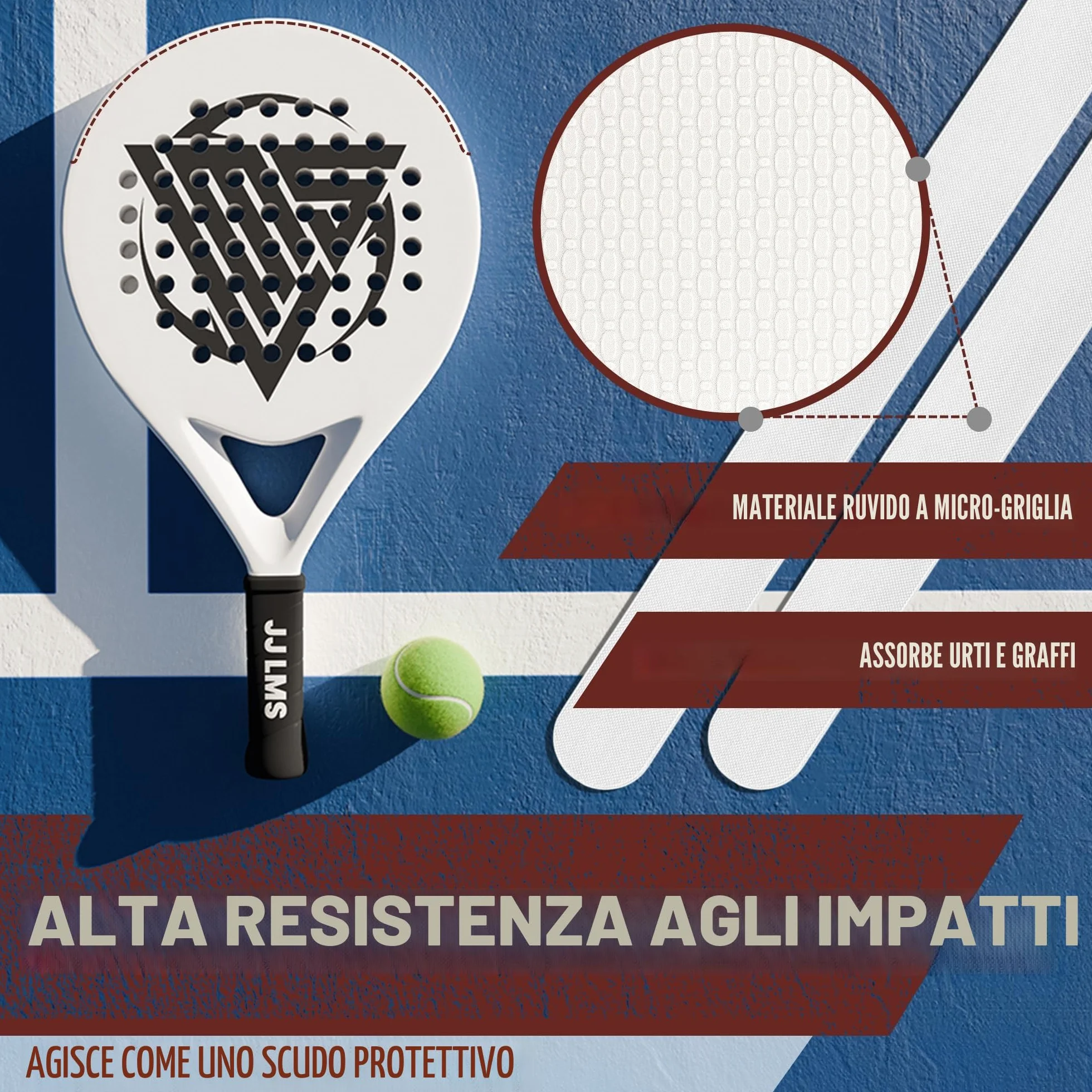 Protezione per racchetta da padel trasparente 35x370 mm con adesivo