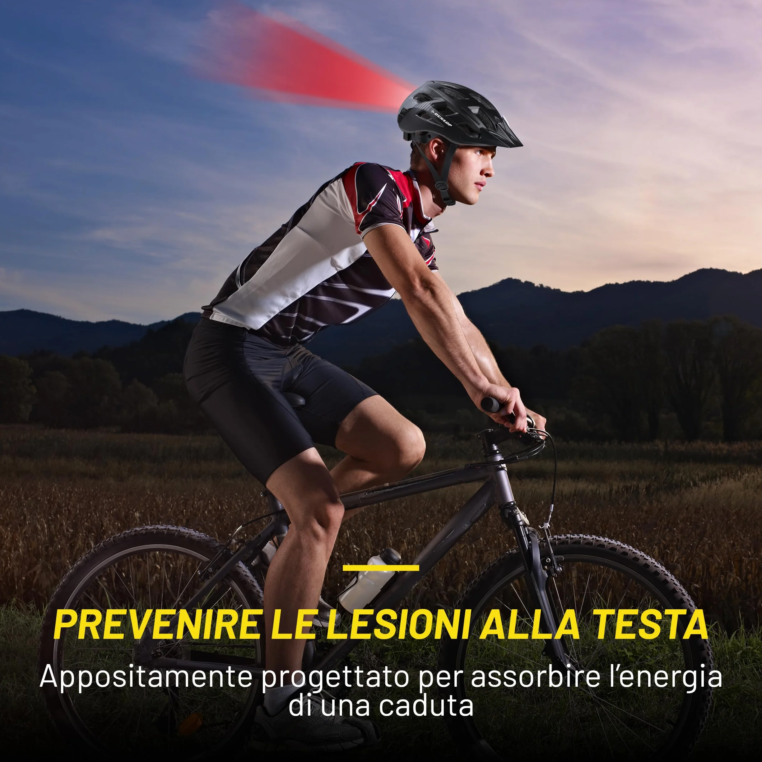 Dunlop Casco da bicicletta con luce LED regolabile 55-58 cm Nero