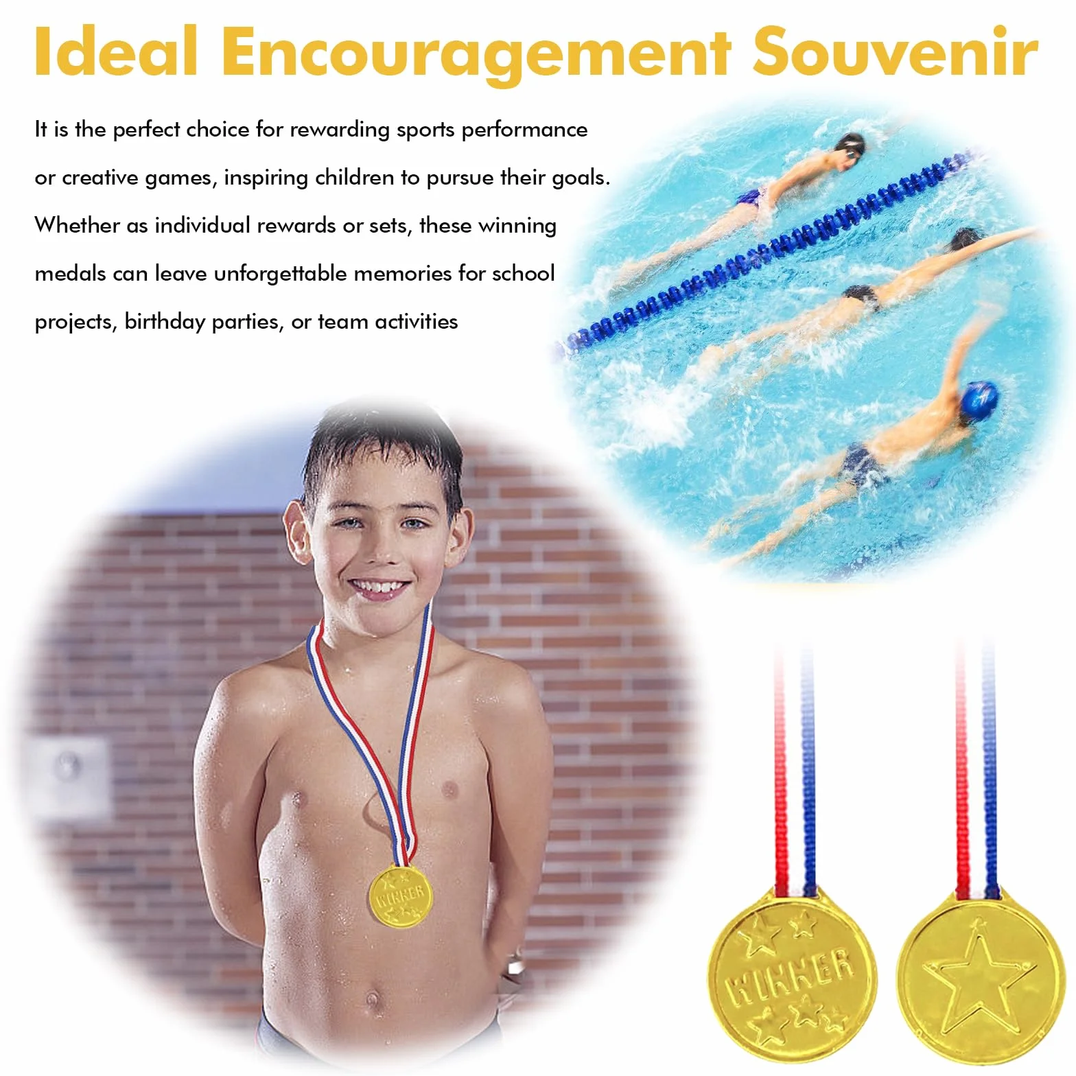 Medaglie sportive per bambini: set di medaglie d'oro per feste e premi