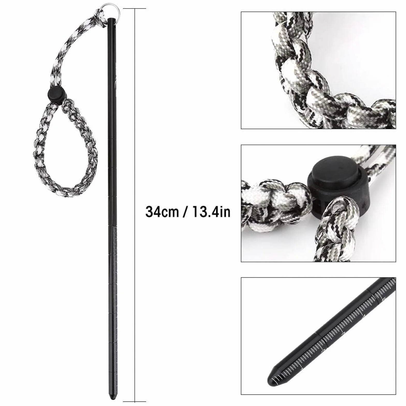Puntatore Immersione Lega Alluminio Subacqueo Noise Maker Cordino Polso Regolabile Nero