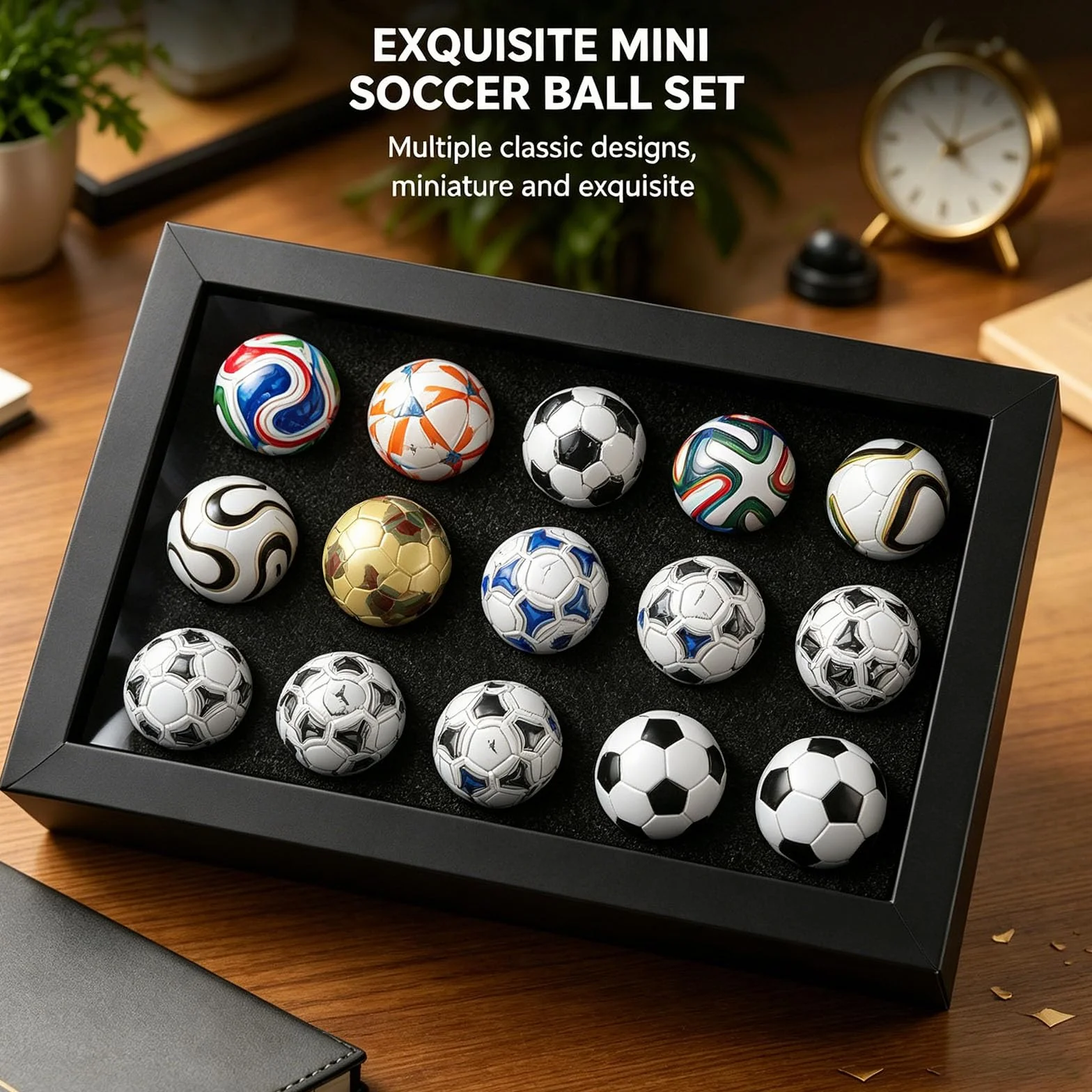 Generico Collezione di mini palloni da calcio, Collezione di palloni da calcio artigianali 1970-2026, Statuette, Oggetti per scrivania