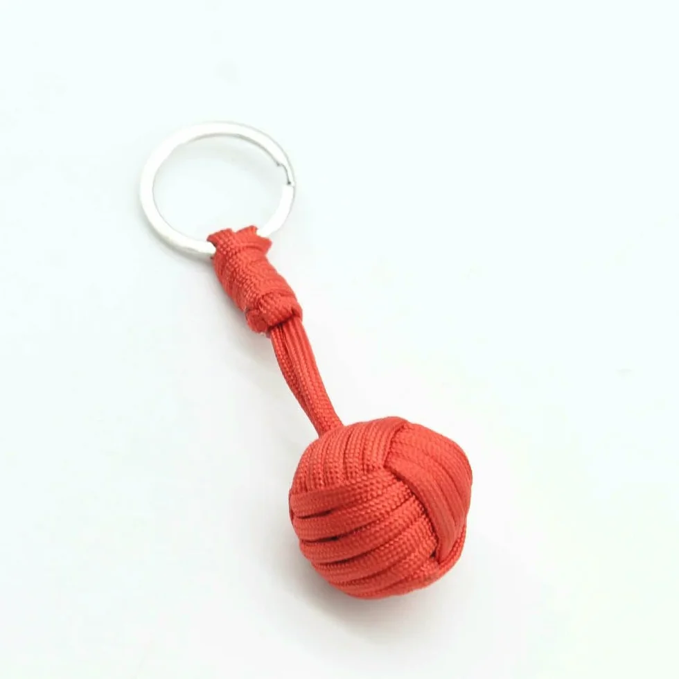 Portachiavi in Paracord a Forma di Palla d'Acciaio per Sopravvivenza Tattico Ciondolo Intrecciato