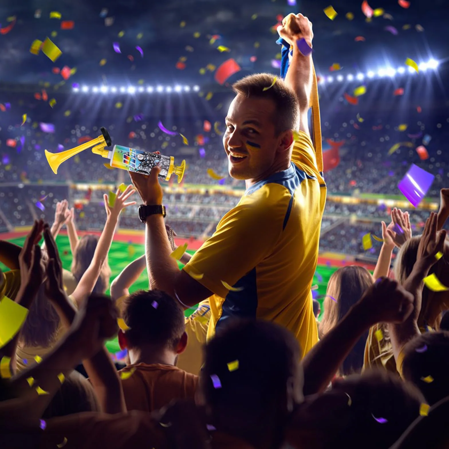 Air Horn Portatile Tromba d'Aria Corno da Stadio Estremamente Forte Handheld Riutilizzabile per Eventi Sportivi