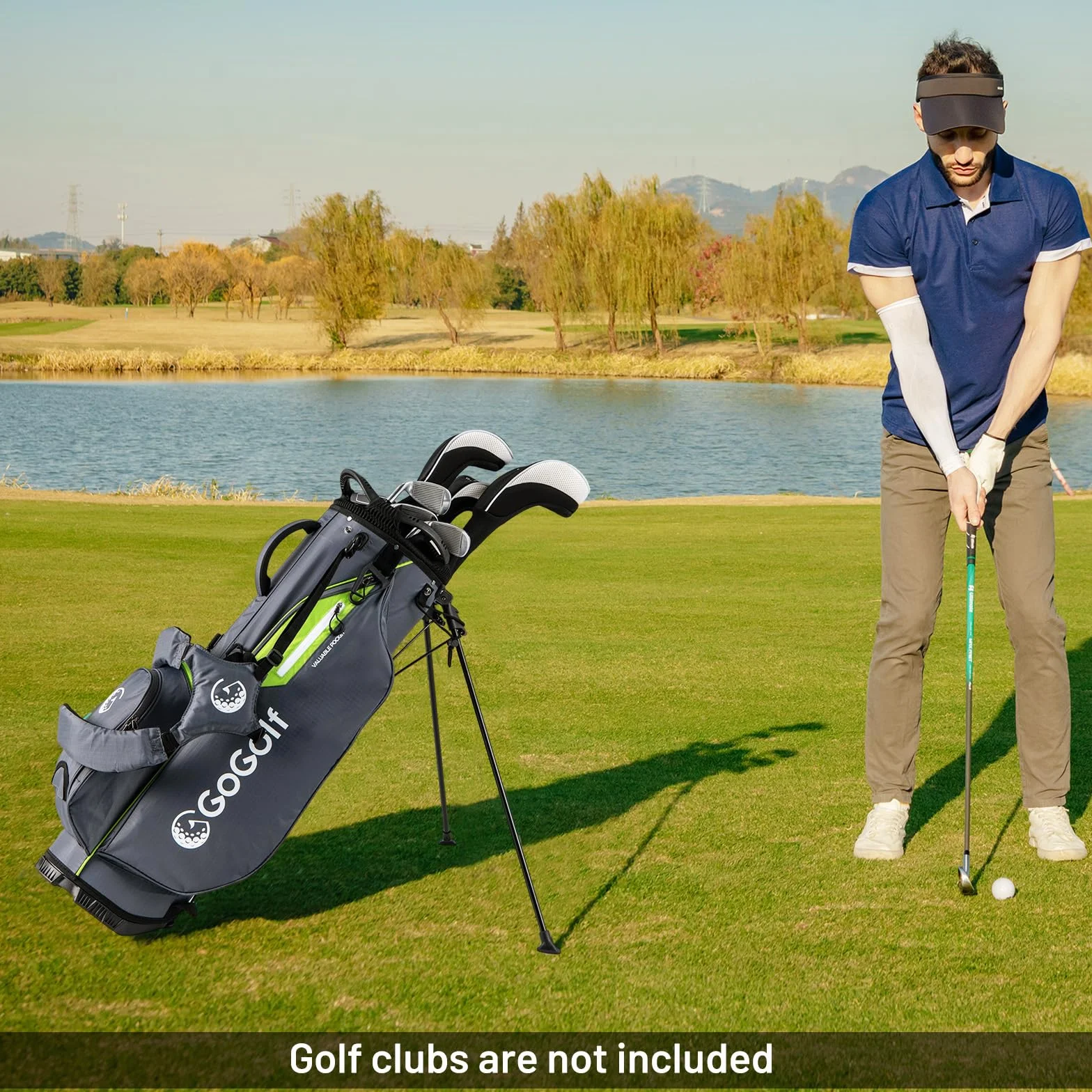 LIFEZEAL Borsa da golf, borse da treppiedi leggere con 8 scomparti superiori e 5 tasche con cerniera, portaombrello, custodia antipioggia e tracolla regolabile per donne e uomini