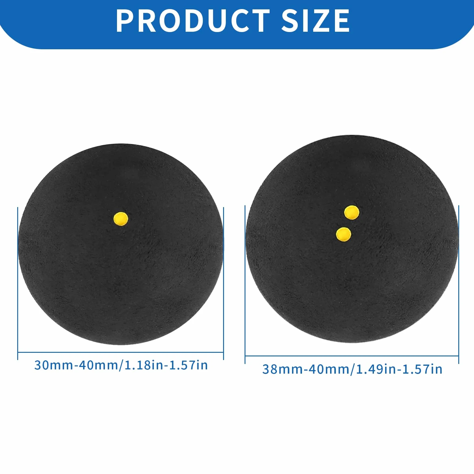 WanderGo Palline da squash 4 pezzi Doppio punto giallo Punto giallo singolo Punto rosso Punto blu per Elite Intermedio Pri