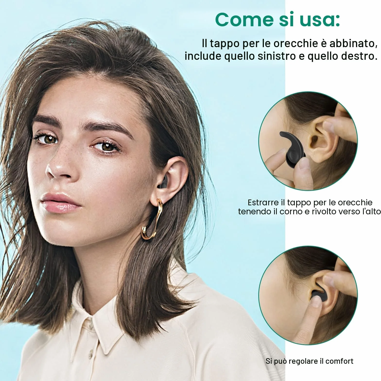 Tappi per Le Orecchie per Nuoto Impermeabili Riutilizzabili in Silicone con Riduzione del Rumore (3 paia)