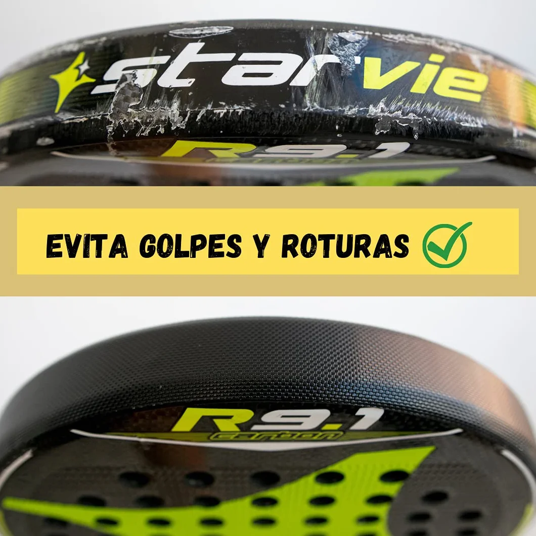 Protezione racchetta da paddle nera finitura ruvida 35 x 370 mm adesivo padel incluso