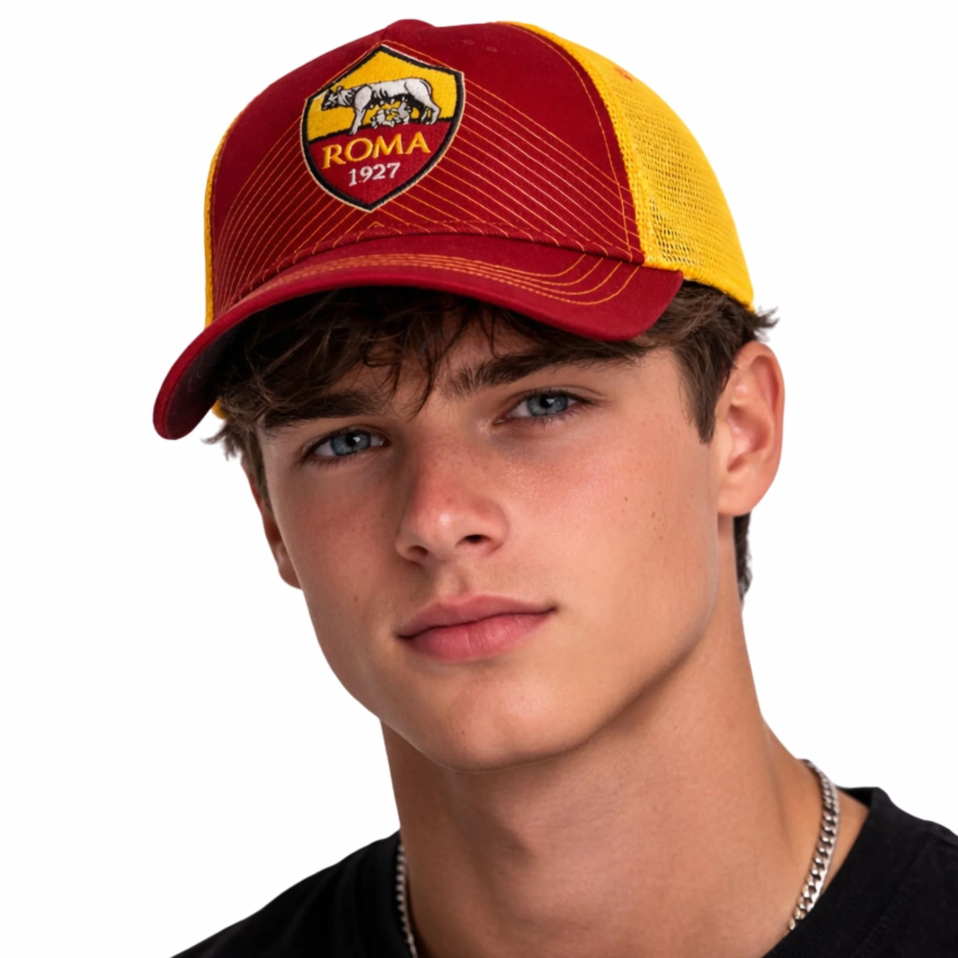 AS Roma Cappello Ufficiale Cotone Logo Baseball Visiera Curva Regolabile Licenza