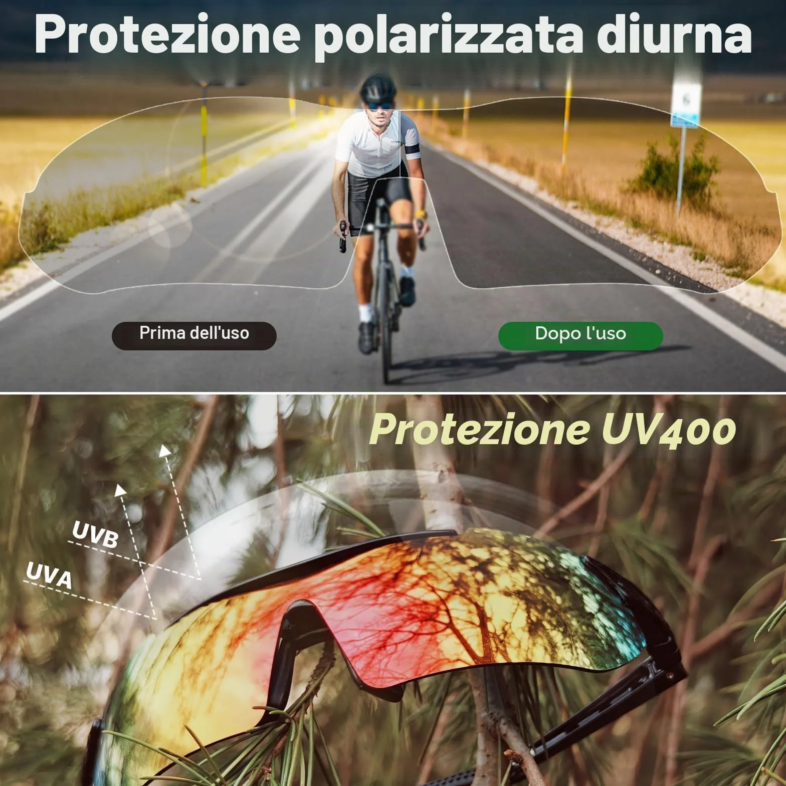 FREE SOLDIER Occhiali da Sole Polarizzati Uomo 5 in 1 Ciclismo MTB Tattici Militari Anti-UV400 Protezione Sport All'aperto