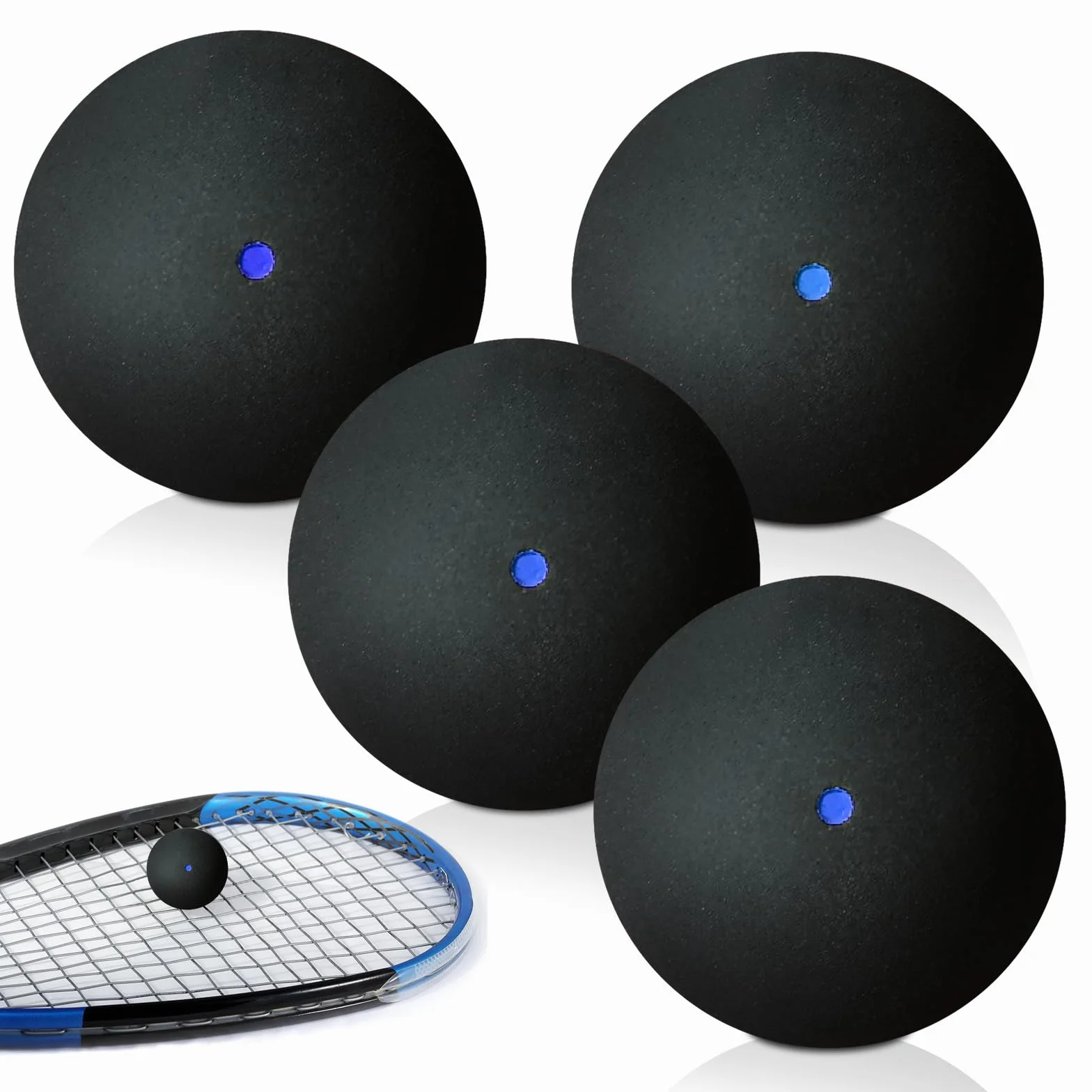 PORFOYO Palline da Squash, Set da 4, Gomma, per Sport e Competizione