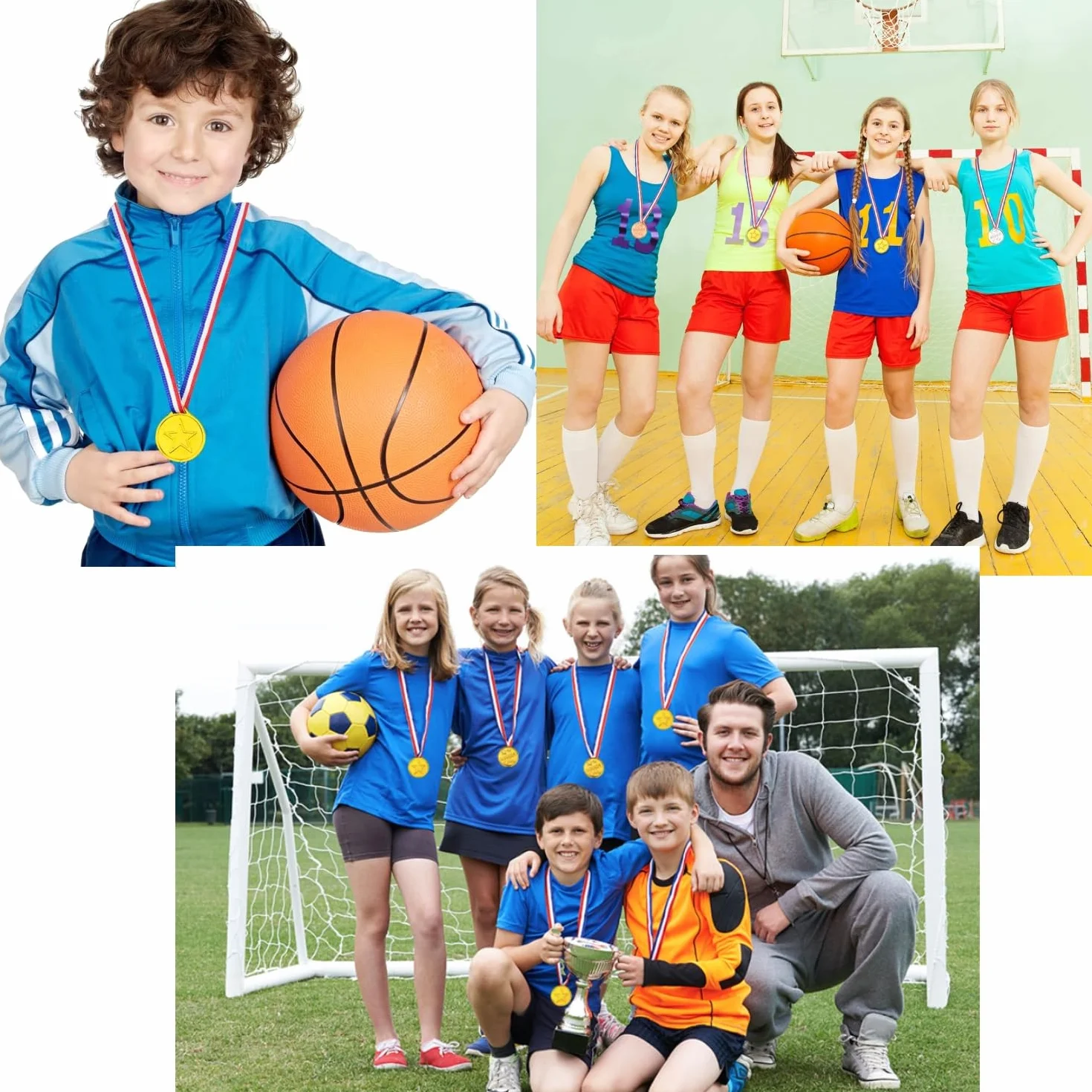 Medaglie Oro Argento Bronzo con Nastri per Bambini Sport Compleanno
