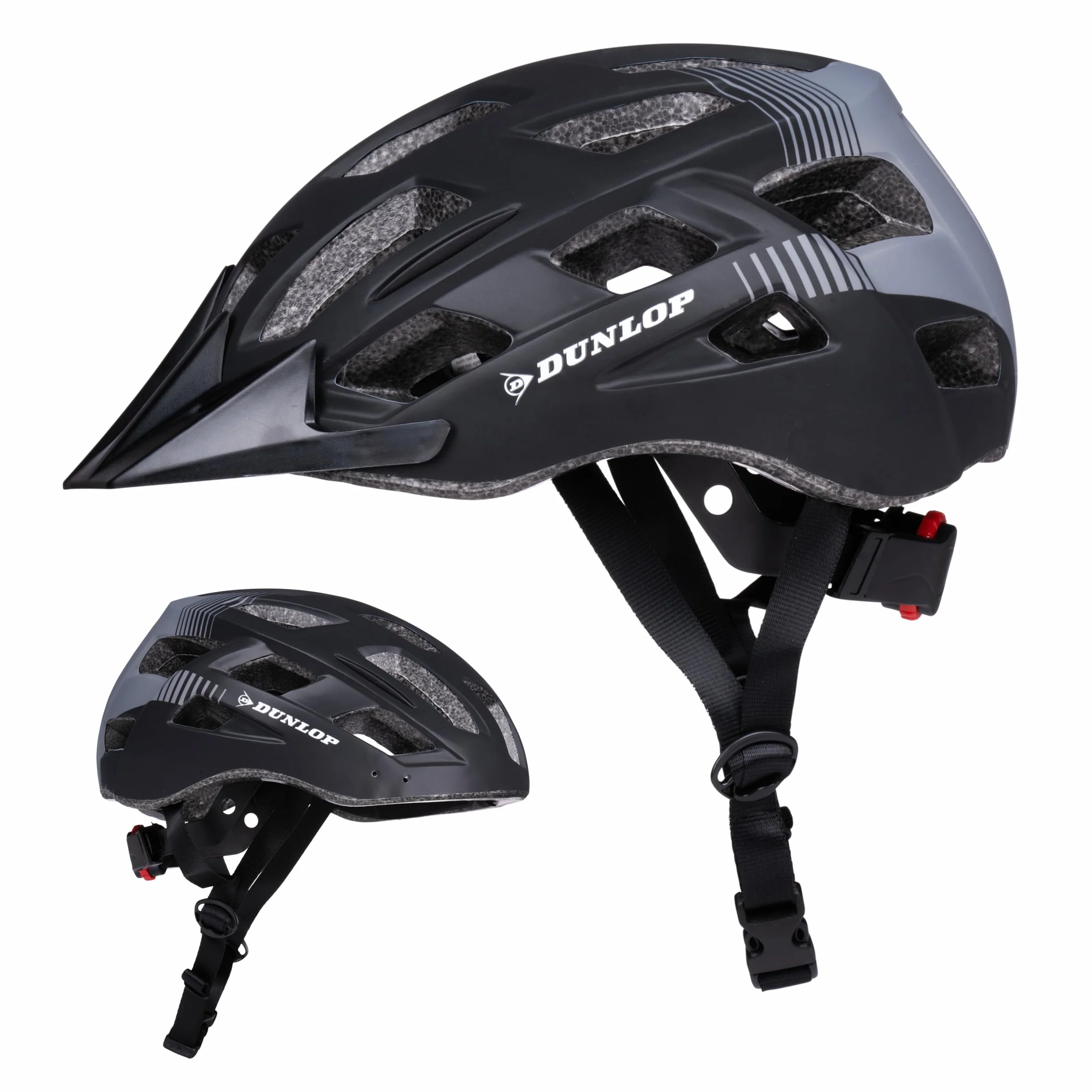 Dunlop Casco da bicicletta con luce LED regolabile 55-58 cm Nero