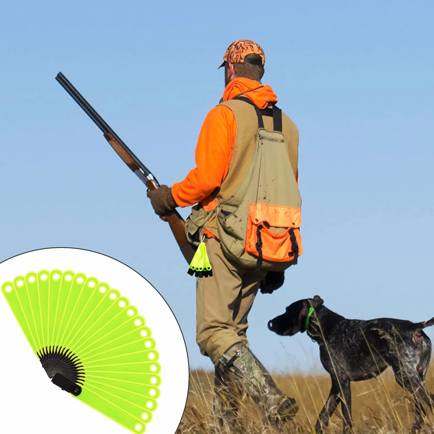 Segnavia Riflettenti 24pz con Clip Giorno e Notte per Caccia Escursionismo Campeggio Giallo Fluorescente
