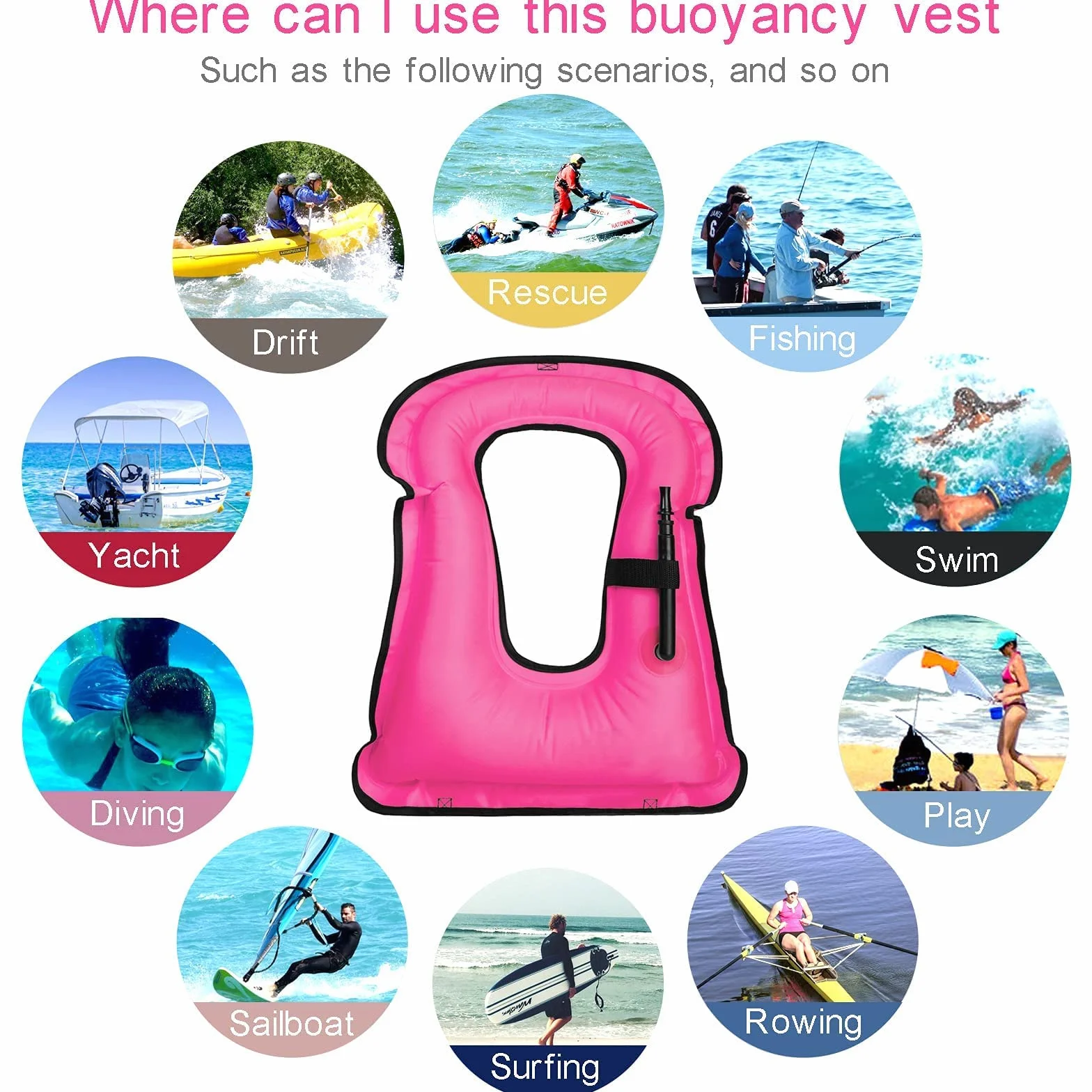 Gilet Snorkeling Gonfiabile Adulti Giacca Sicurezza Immersioni 200 Libbre