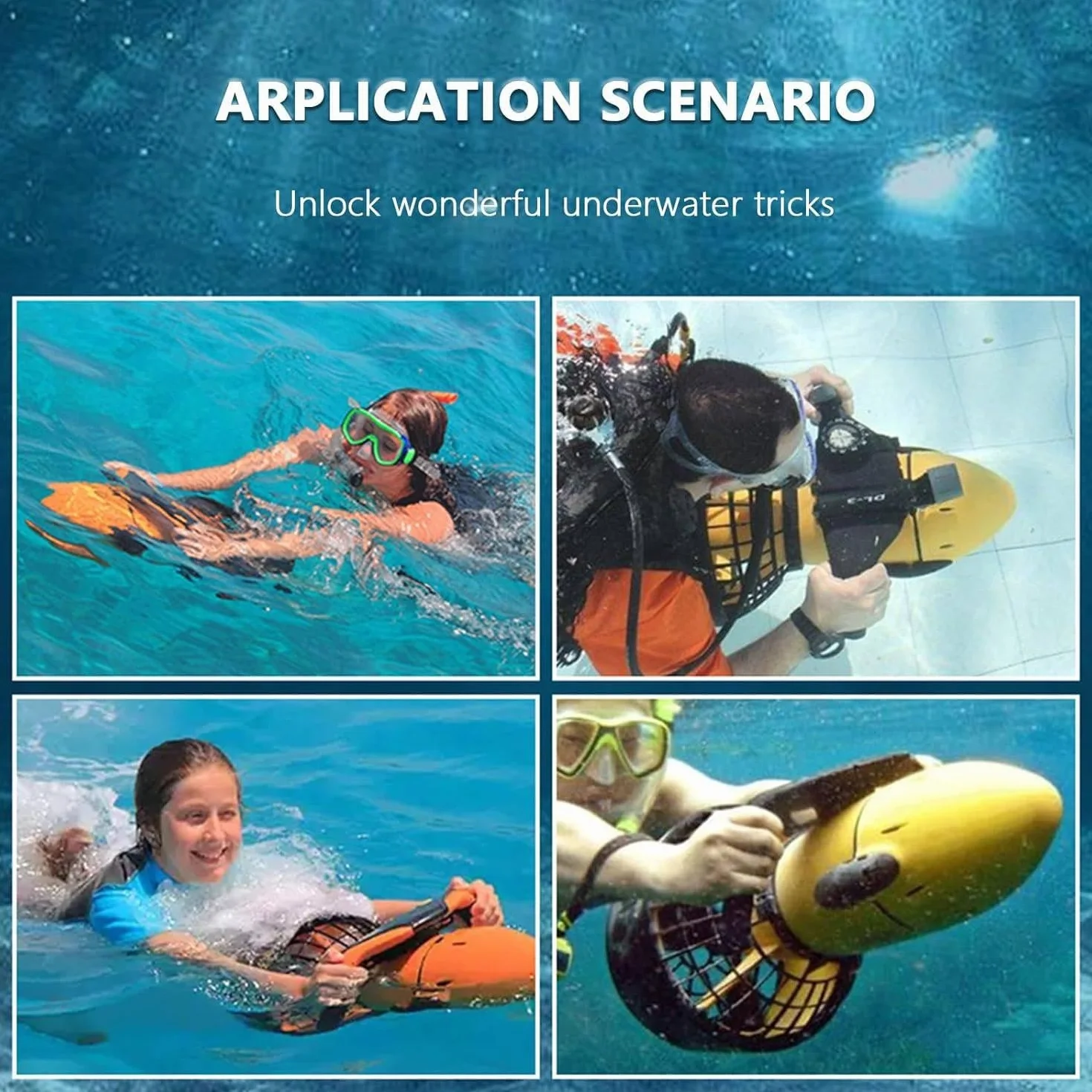 Scooter subacqueo 500W con batteria al litio per immersioni e snorkeling