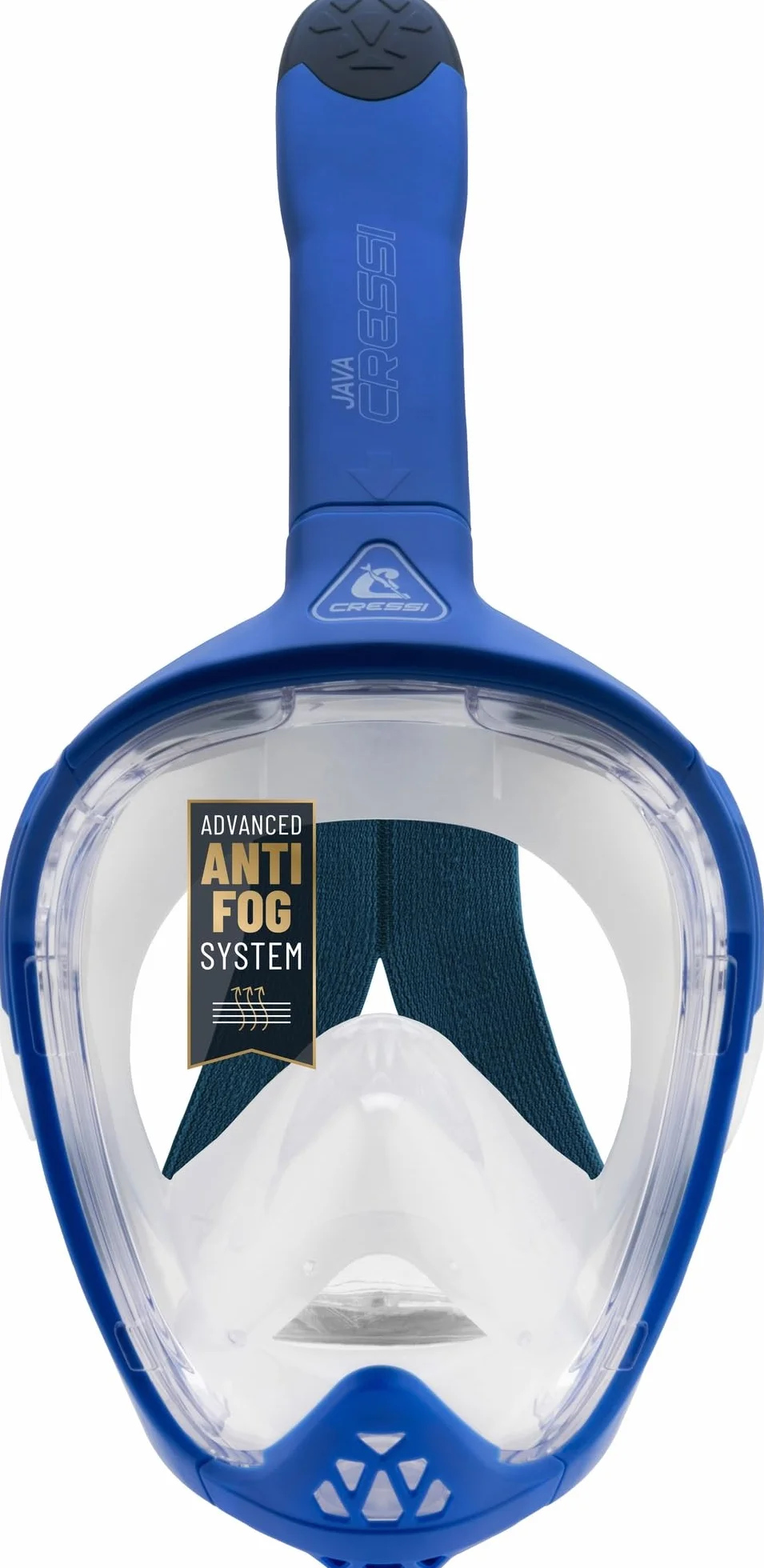 CRESSI Java Full Face Mask - Maschera Snorkeling Integrale Compact Fit, Lente Ultra Chiara Anti Fog, 100% Silicone, Snorkel Dry con Valvole Sicurezza