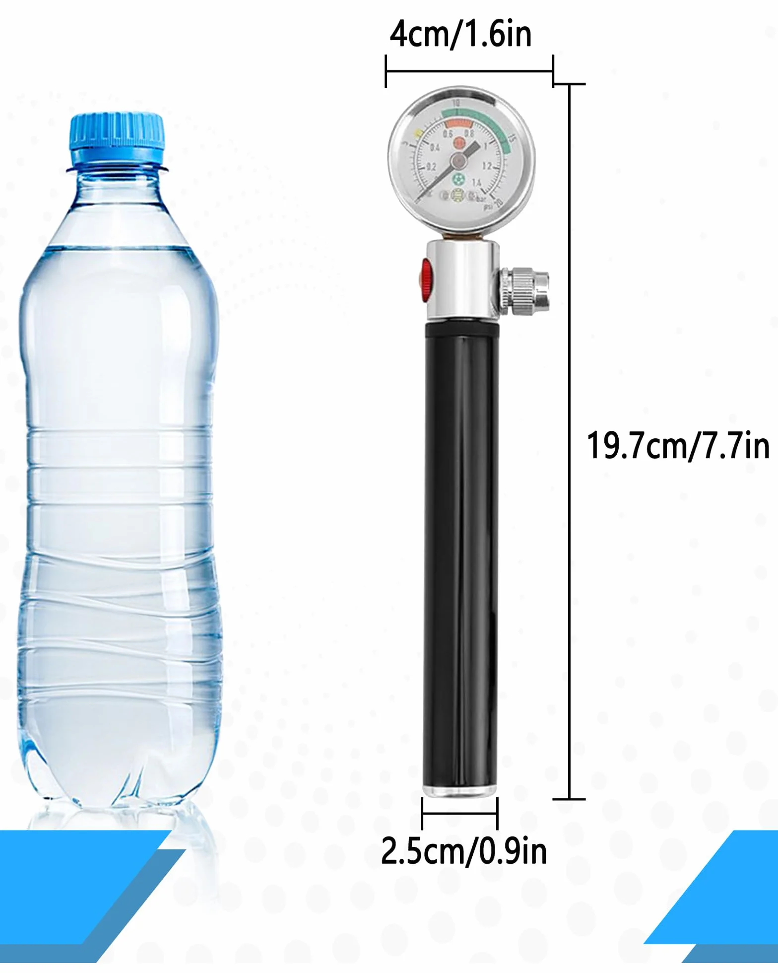 Pompa per Palloni Mini con Manometro Portatile per Calcio Pallacanestro Pallavolo