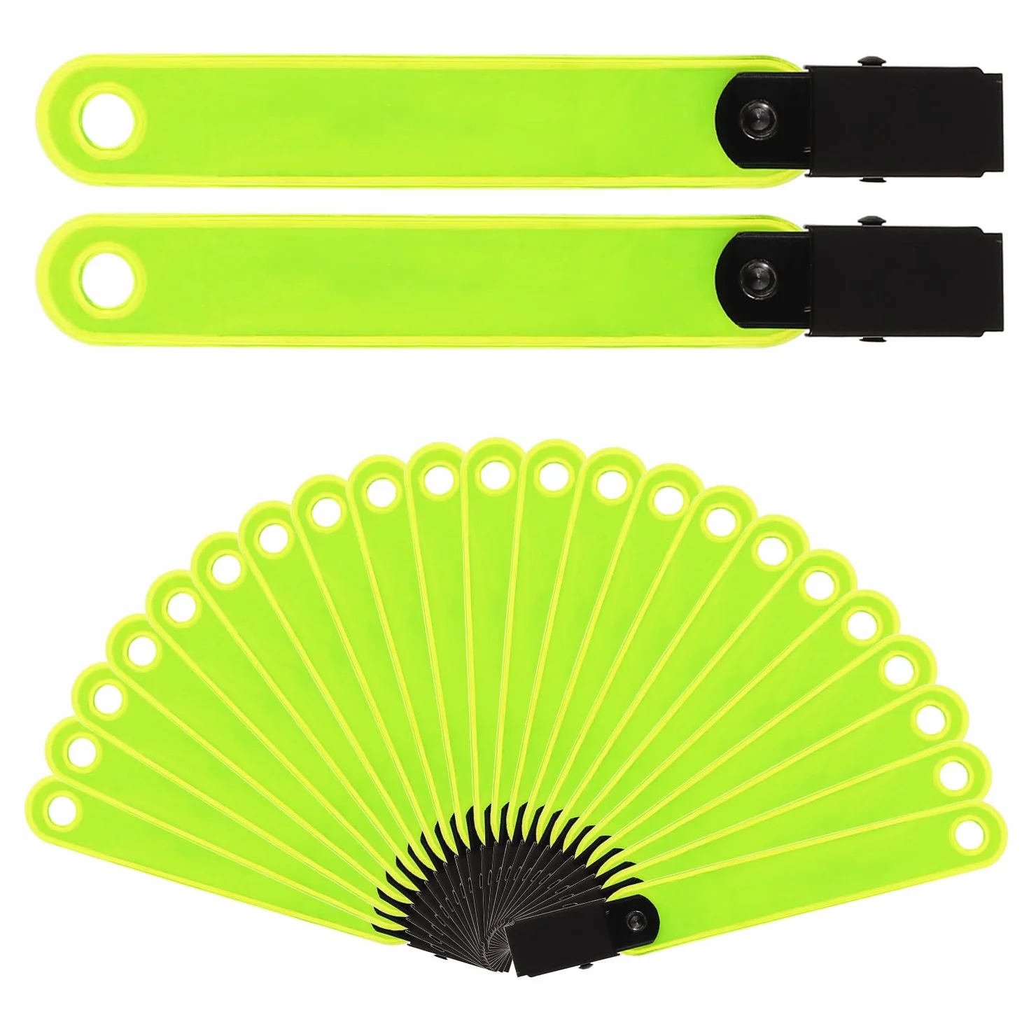 Segnavia Riflettenti 24pz con Clip Giorno e Notte per Caccia Escursionismo Campeggio Giallo Fluorescente