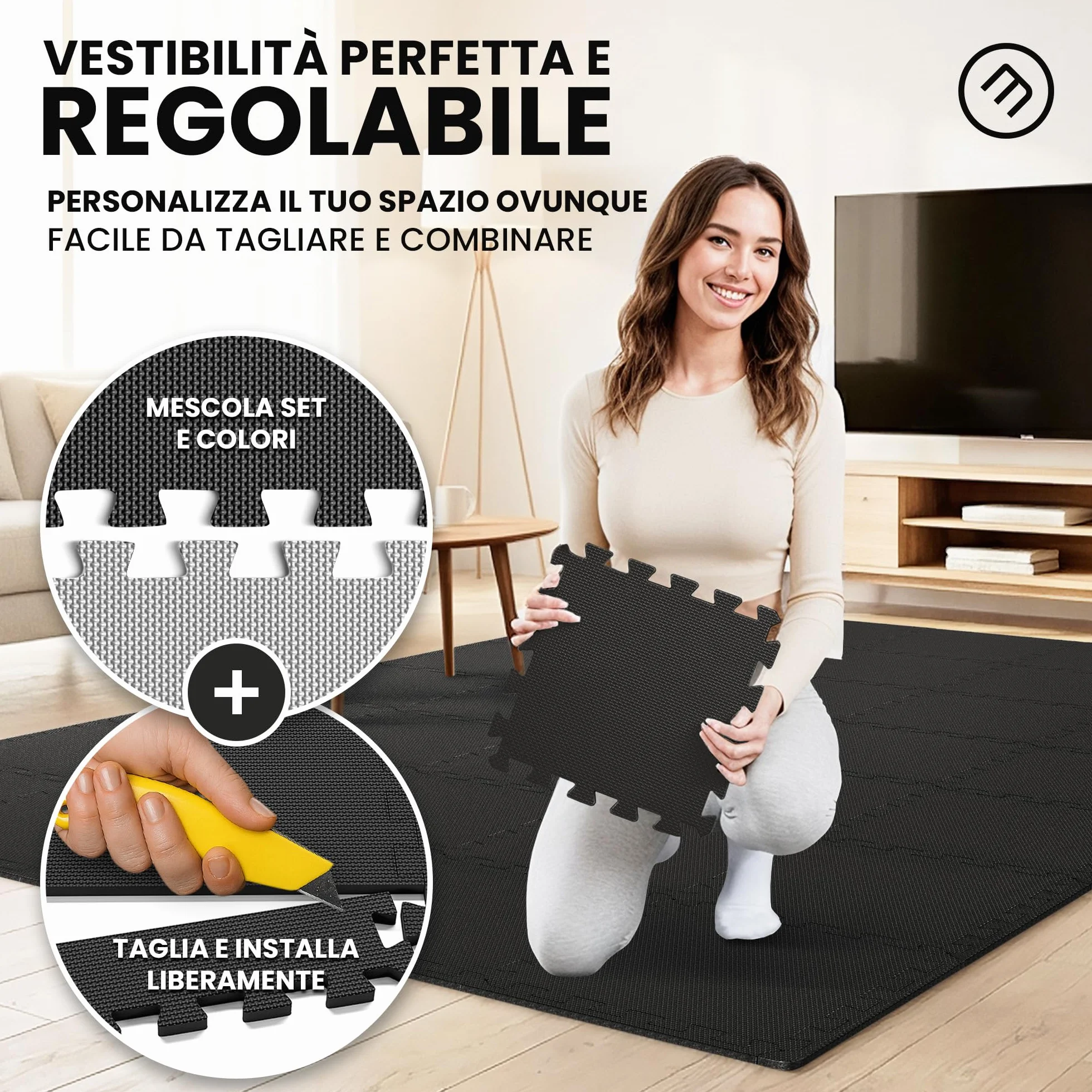 Tappeto Palestra Tappetino Fitness a Puzzle - Pavimento Protettivo Incastro Tatami Gomma per Home Gym