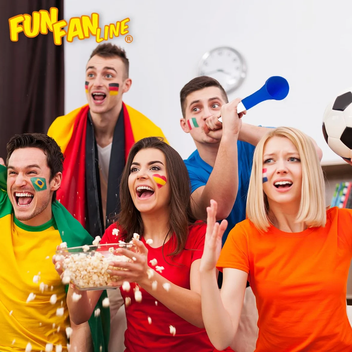 Trombe Vuvuzela Allungabili 108dB Smontabile Pieghevole per Animazione Sportiva Calcio Eventi - Pack 3