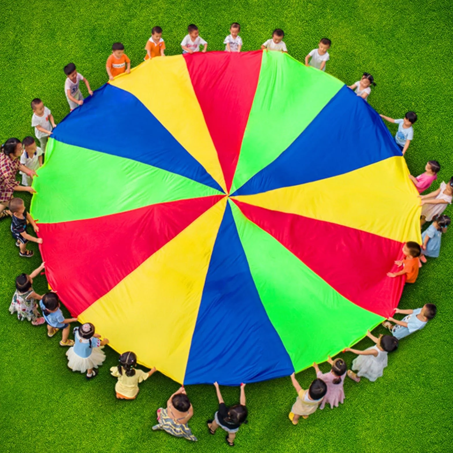 Gioco Paracadute Arcobaleno per Bambini 3m Stoffa Oscillante Paracadute Colorato