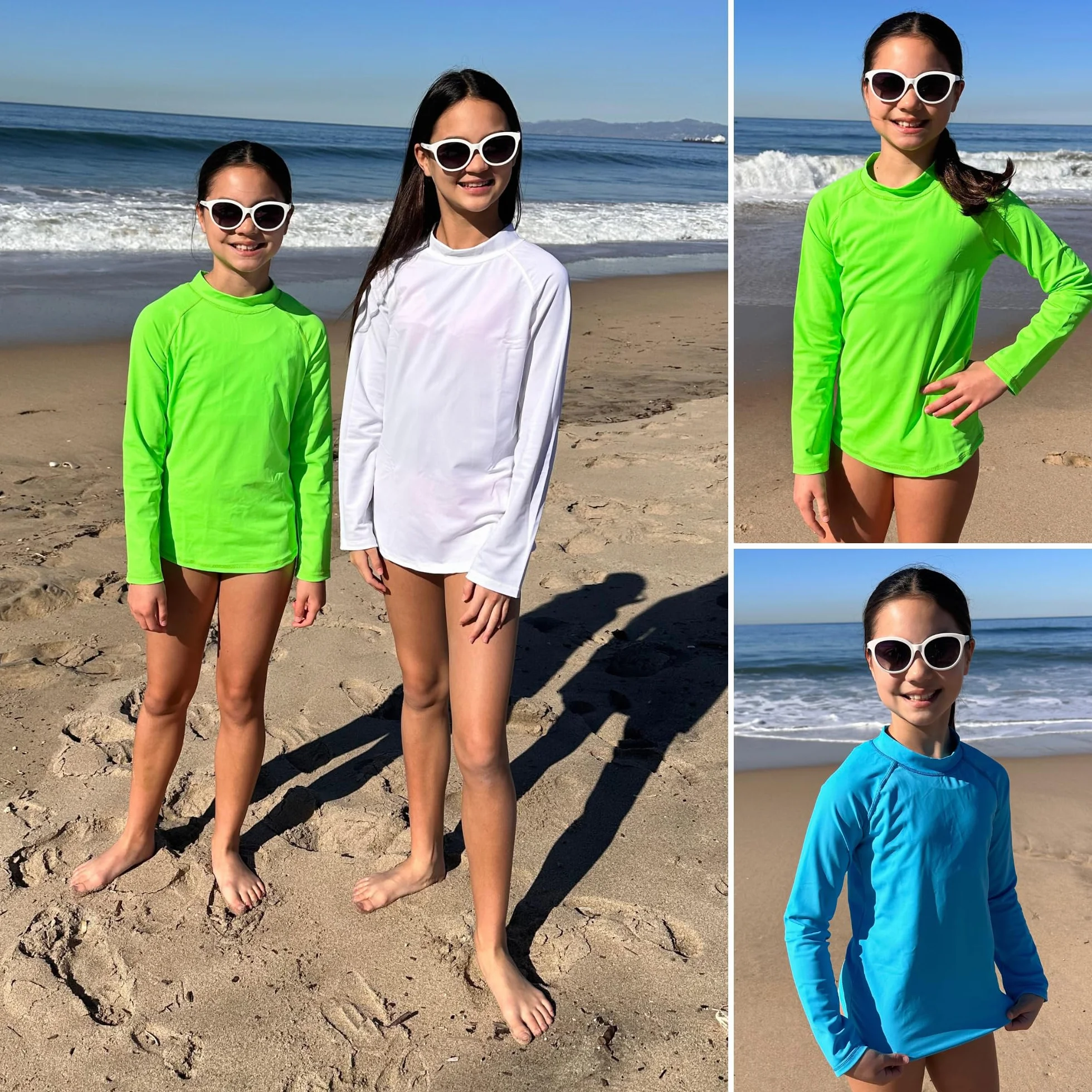 BIG ELEPHANT Costumi da Bagno (Pacco da 3) per Bambino Maglietta Nuoto Maniche UPF 50+ Lunghe per Ragazzi e Ragazze Rashguard