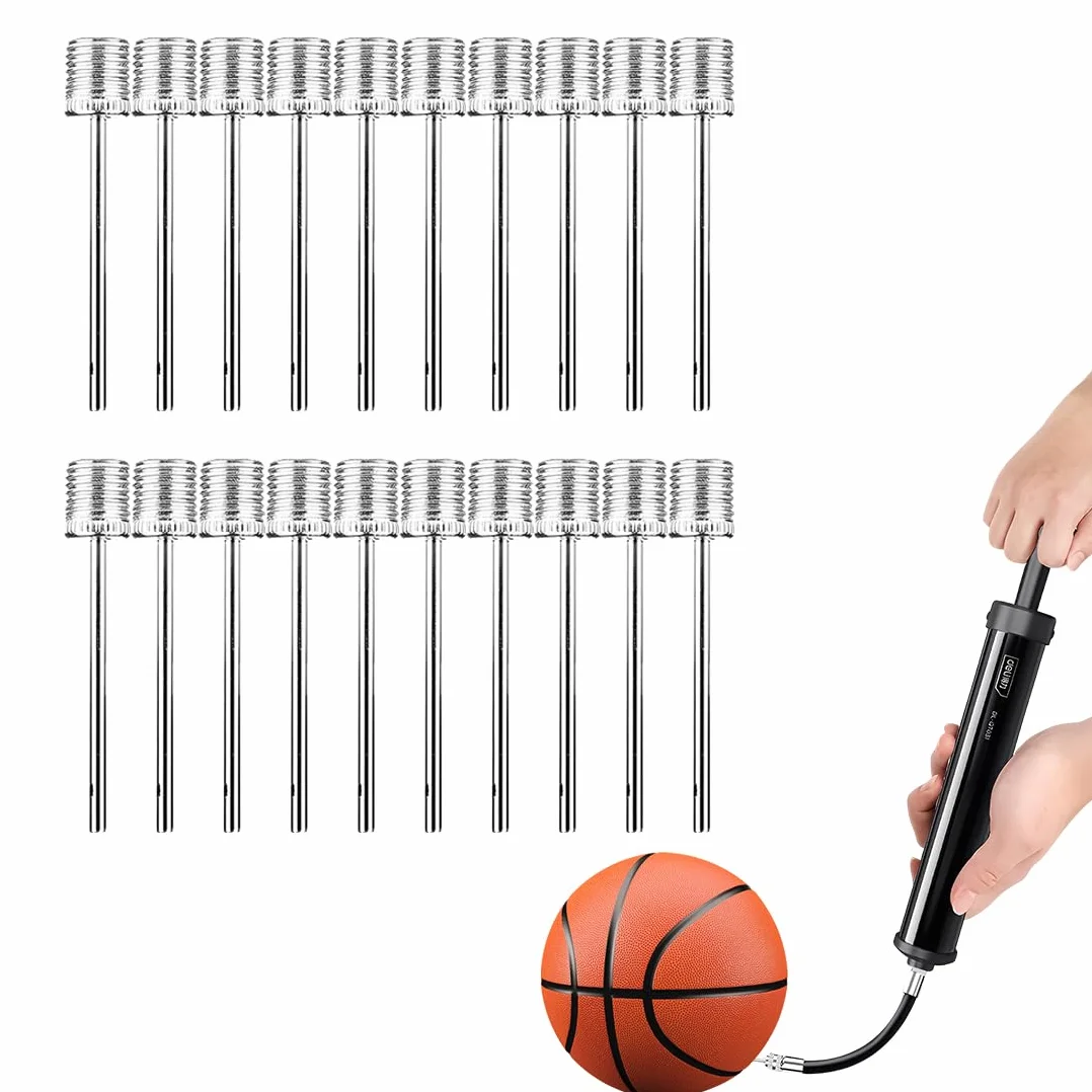 20 Aghi Gonfiabili in Acciaio Inox per Pompa a Pallone per Palloni da Calcio, Basket, Pallavolo