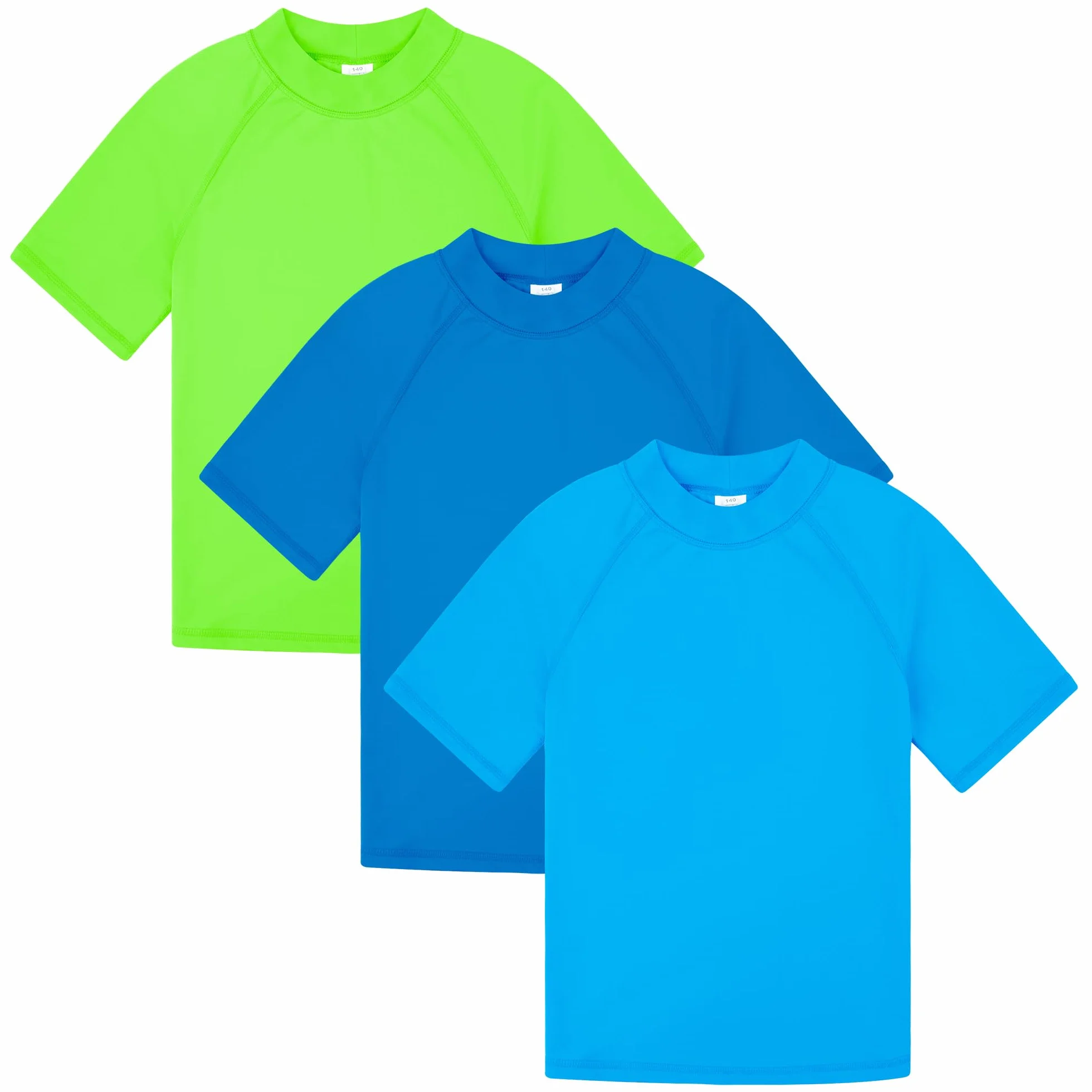 BIG ELEPHANT Rashguard a Maniche Corte per Bambini (Pacco da 3) Costumi da Bagno UPF 50+ Protezione Solare Maglia da Bagno
