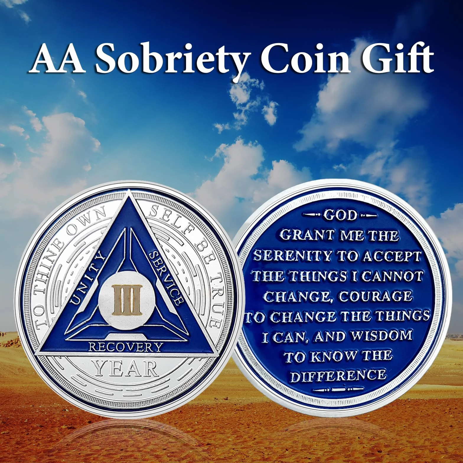 SOBRIETY CHIP - Triplati 3 Anni Moneta Medaglione Sobrietà Recupero Alcolici Anonimo Uomini Donne