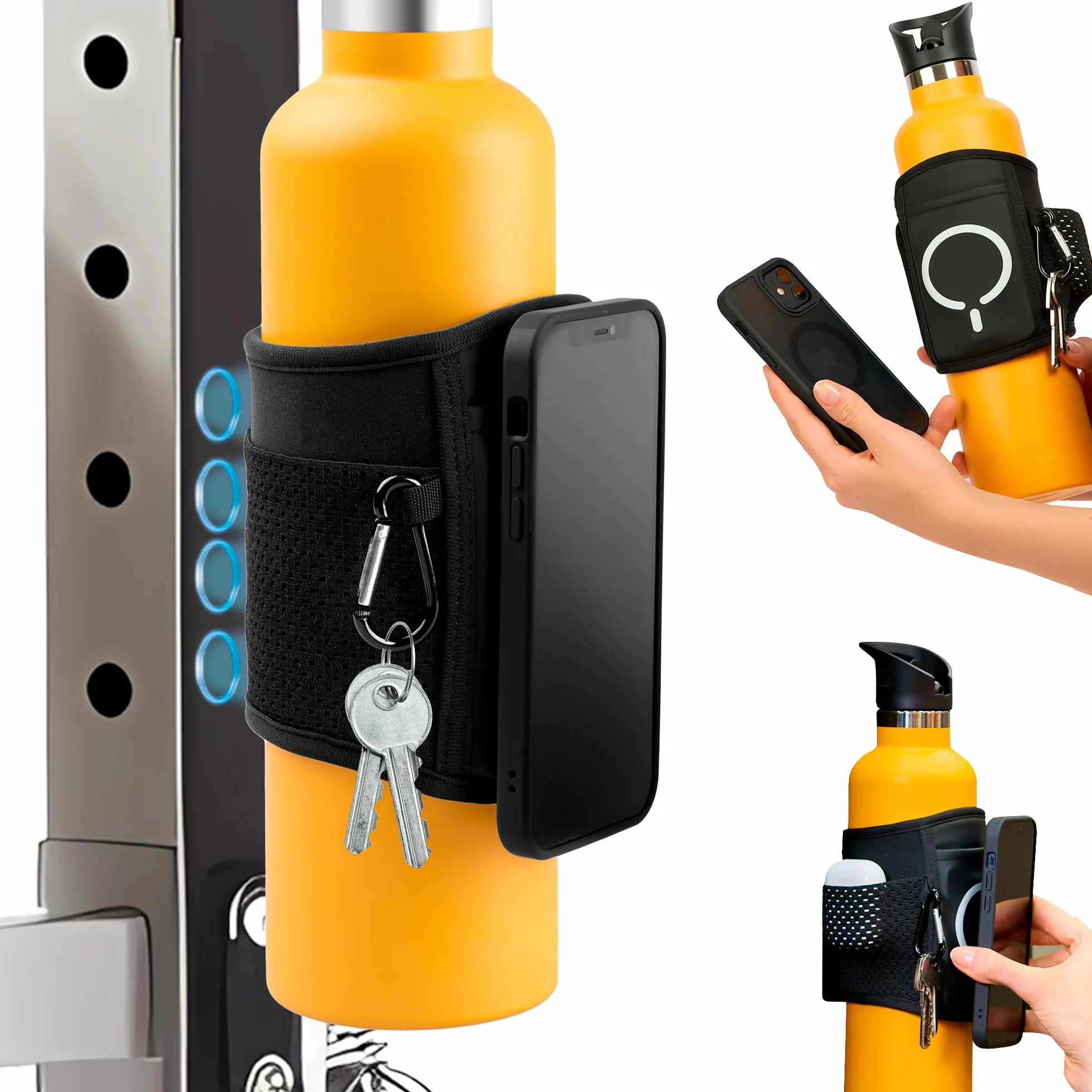 MagnetFit Custodia Magnetica per Bottiglia d'Acqua da Palestra Compatibile con MagSafe Apple e Smartphone Android