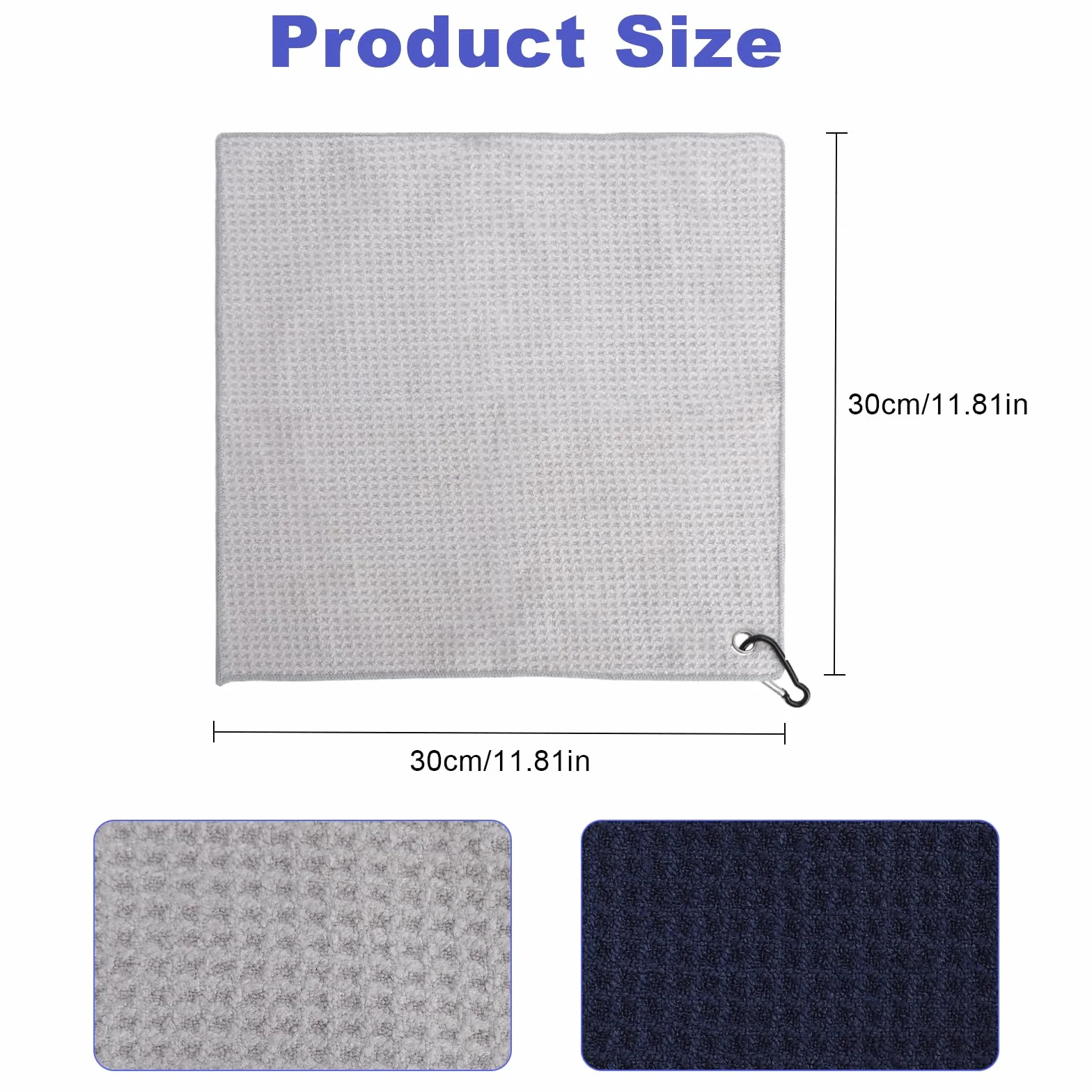 2 pezzi asciugamano golf microfibra 30x30 cm accessori golf uomo con moschettone e occhiello metallico, assorbente e compatto, ideale come regalo golf per sportivi e golfisti amatori o professionisti