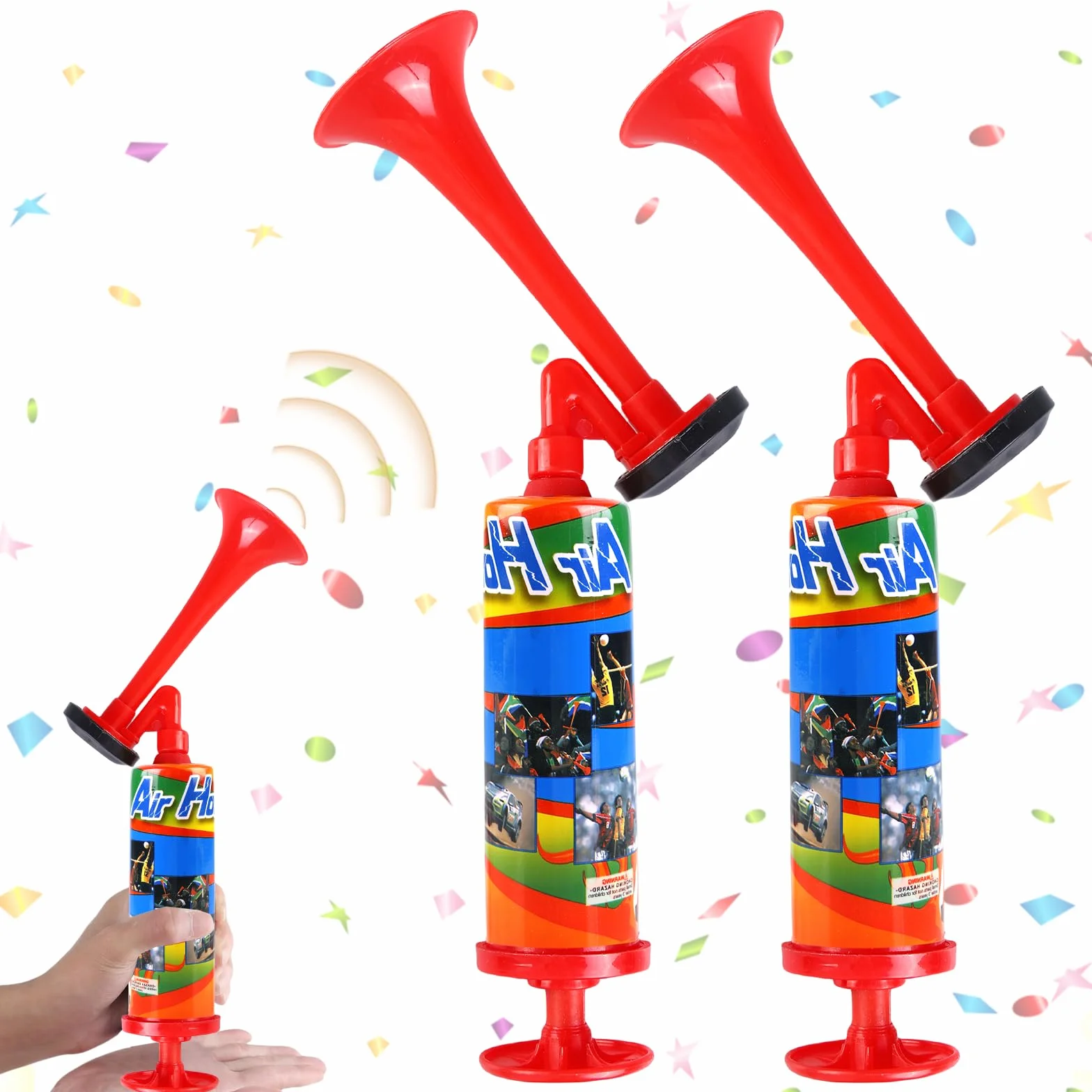 Palmare Air Horn Stadion Trombo, Corno ad Aria Rosso per Feste Eventi Sportivi