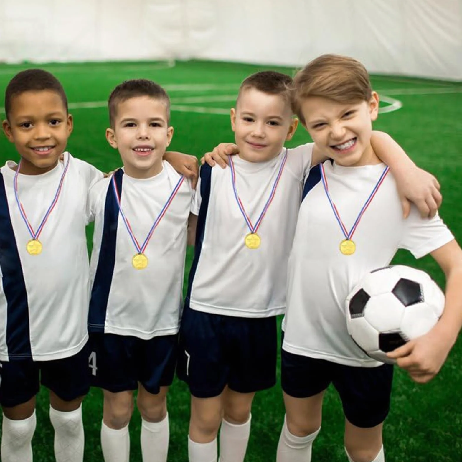 Medaglie Plastica Di Vincitore Con Nastri Oro 24 Pezzi Bambini Competizione
