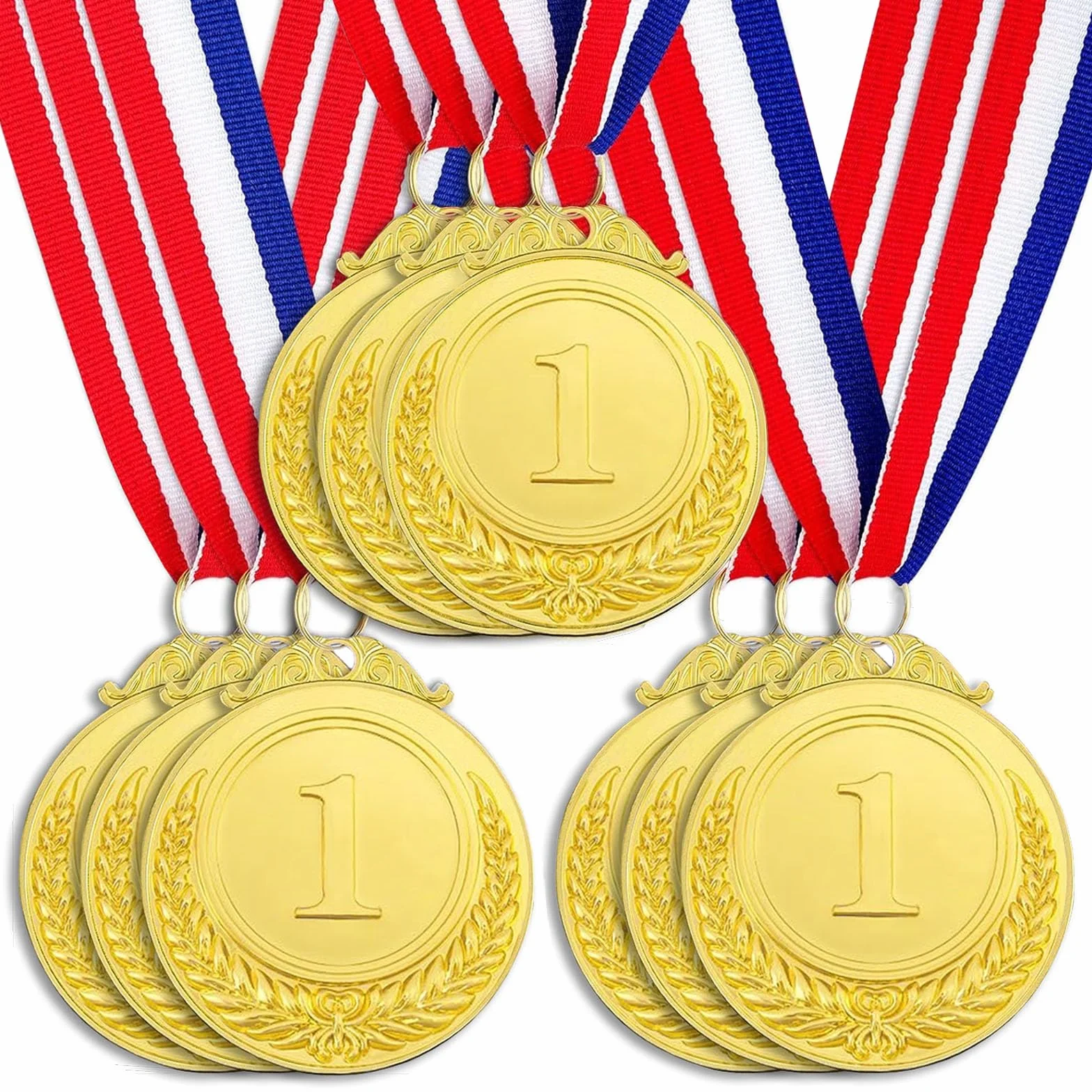 Medaglie Premiazioni Metallo Oro Argento Bronzo con Nastro Collo 5.0cm per Bambini Giochi Sport