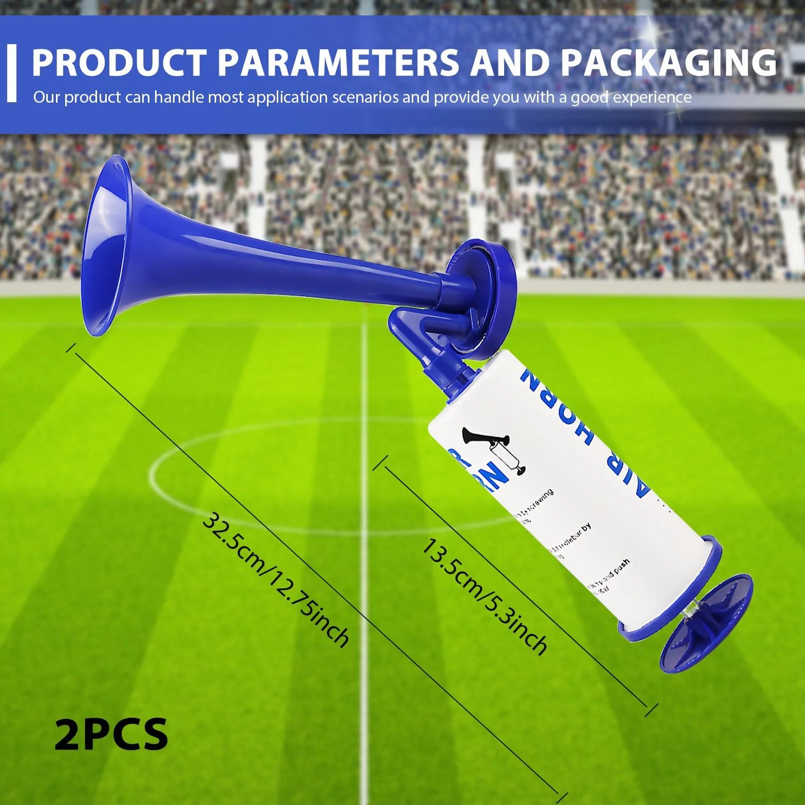 Tromba da Stadio, Kit 2 Pz Air Horn, Trombetta da Stadio, Tromba Stadio, Trombe da Stadio, Trombette da Stadio per Canottaggio, Eventi Sportivi, Feste, Compleanni, Campeggio, Laurea