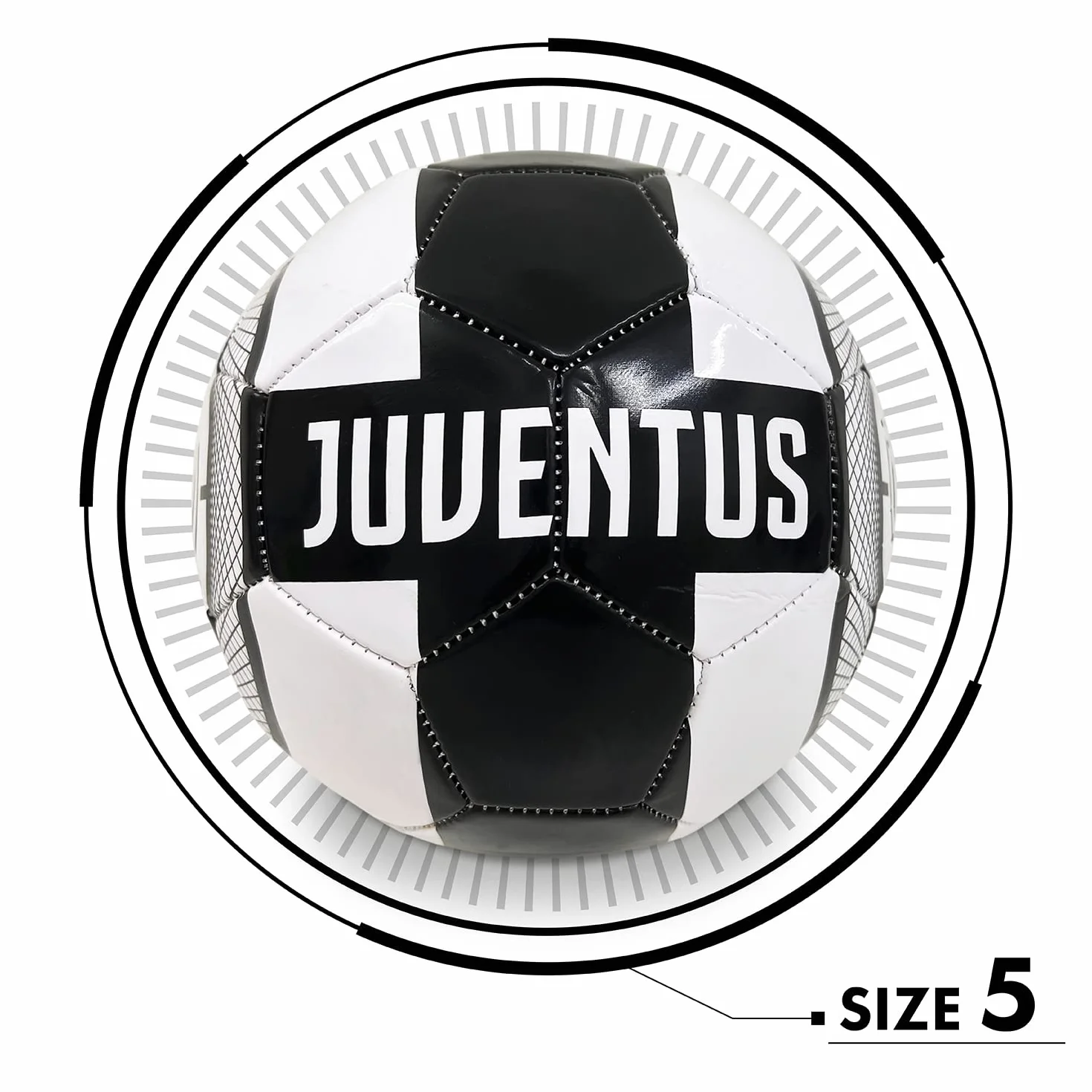 Pallone da Calcio Cucito F.C. JUVENTUS PRO misura 5 Bianco Nero