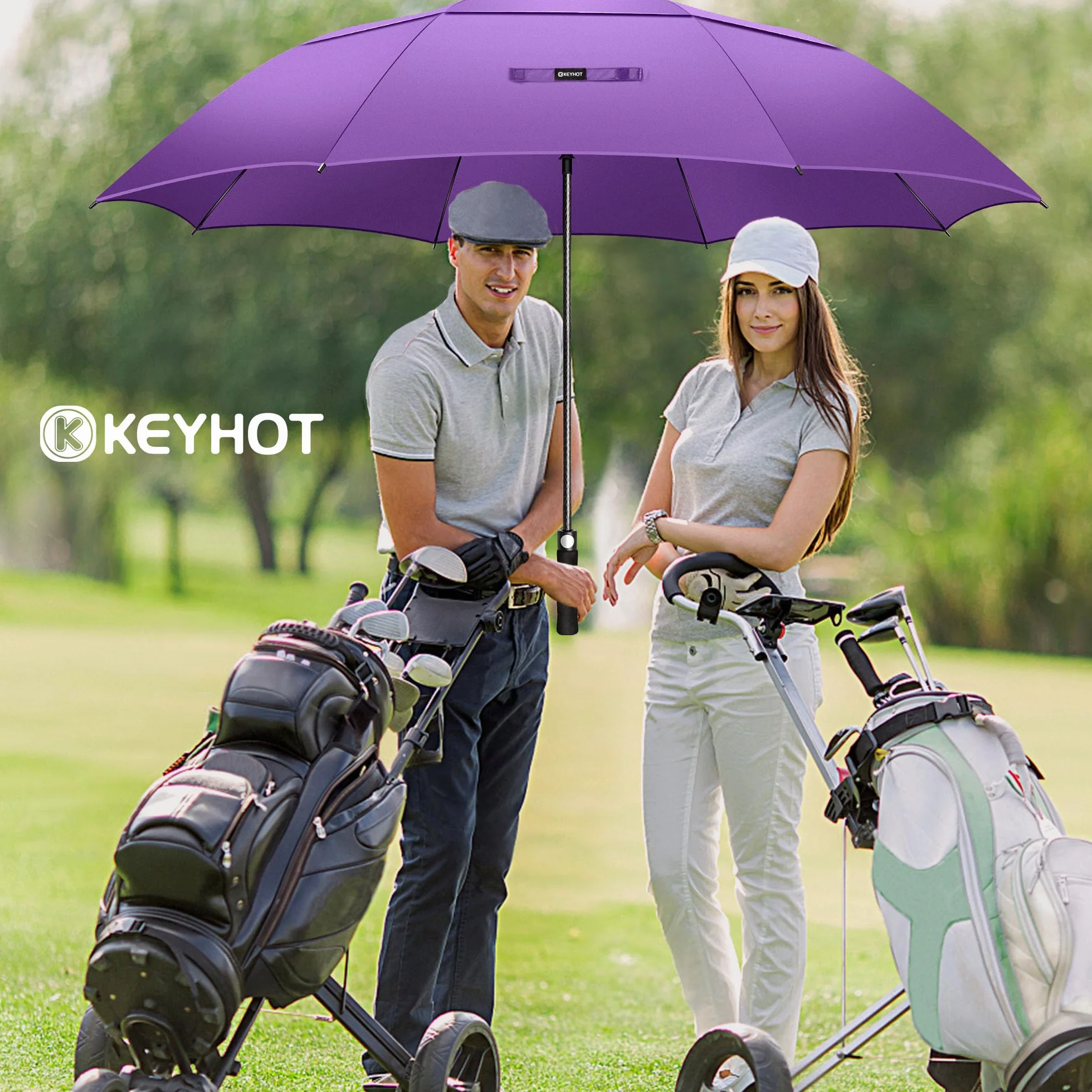 Ombrello Grande da Pioggia M/L/XL/XXL, Ombrelli Golf Grande Automatici Stormproof Doppio Baldacchino Stabile per 4 Persone Uomini Donne