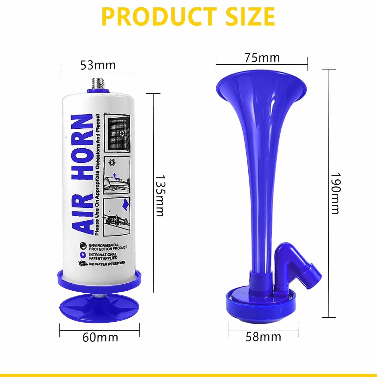 Fanfare Air Horn Estremamente Forte Corno da Stadio Tromba d'Aria Portatile per Nautica Eventi Sportivi