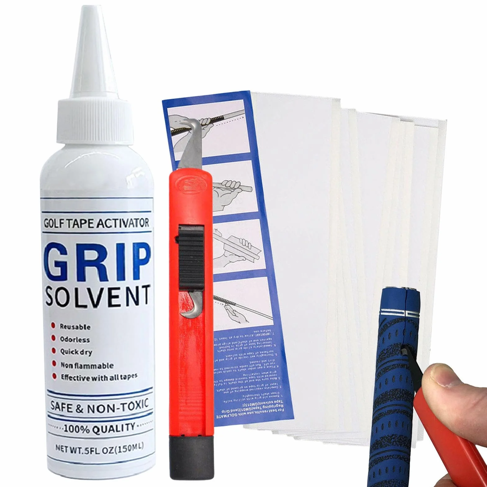 Kit sostituzione grip da golf Solvente per grip Strisce nastro riparazione installazione mazze
