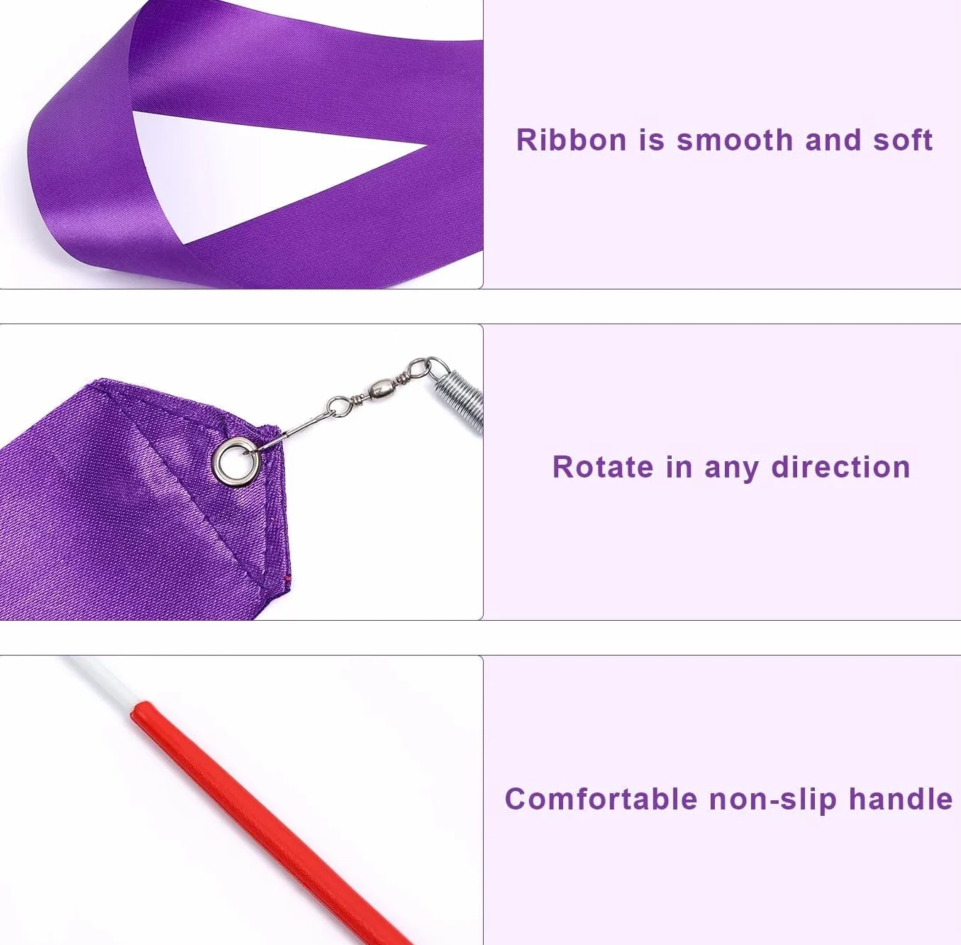 Nastri da Danza 2 Metri, 10 Pezzi Bacchette per Ginnastica Ritmica, Bacchette per Bambini Danza Baton Twirling (10 Colori)