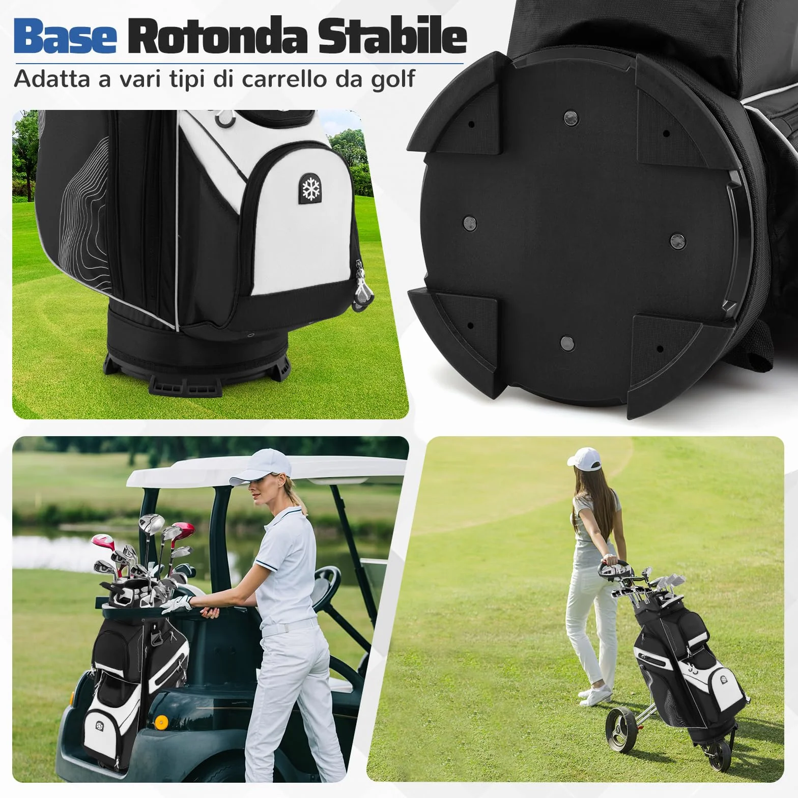 COSTWAY Borsa Carrello da Golf, Sacca da Golf con Serratura e Divisori a 14 Vie, 11 Tasche, Sacca Isolante, Tracolla Imbottita, Maniglie, Porta Ombrello e Cappuccio Antipioggia